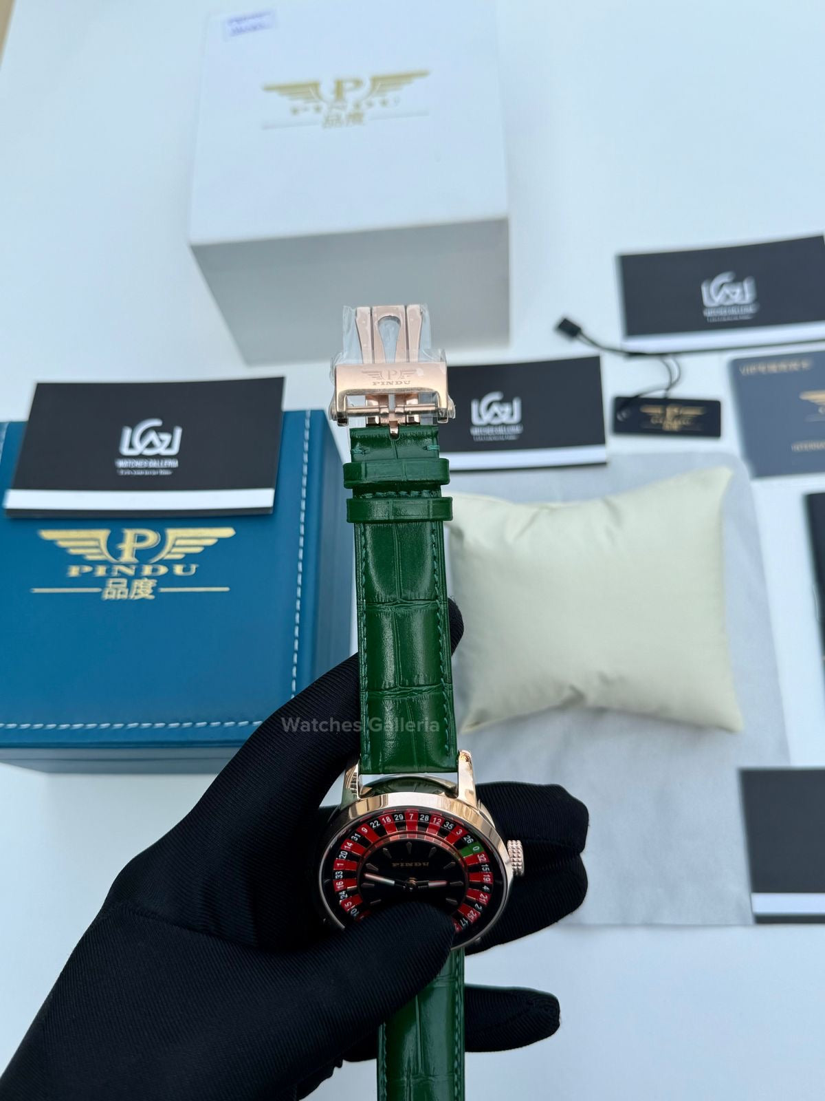 Pindu Design Casino Tourbillon Roulette Button Automatic (Green) P6628 Watches Galleria