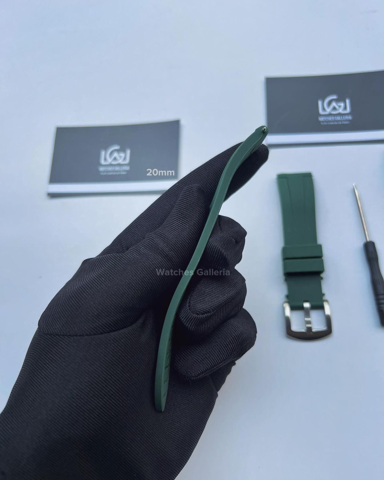 Rubber Straps Quick Release (Army Green Silver Buckle) 20mm or 22mm