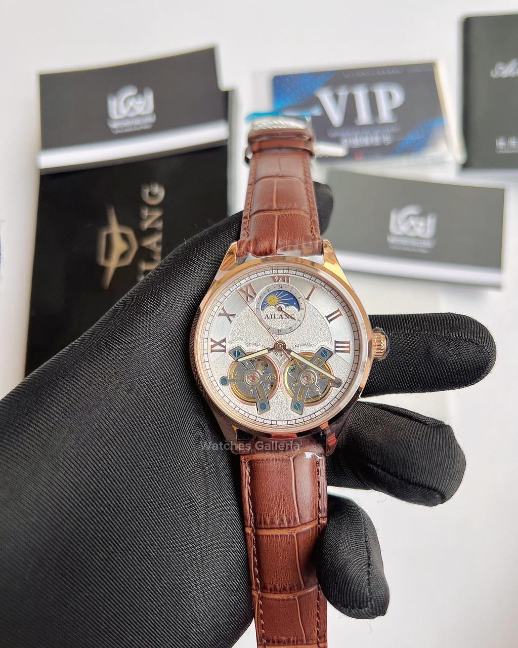 Ailang Double Flywheel Automatic (White/Brown) AL8822