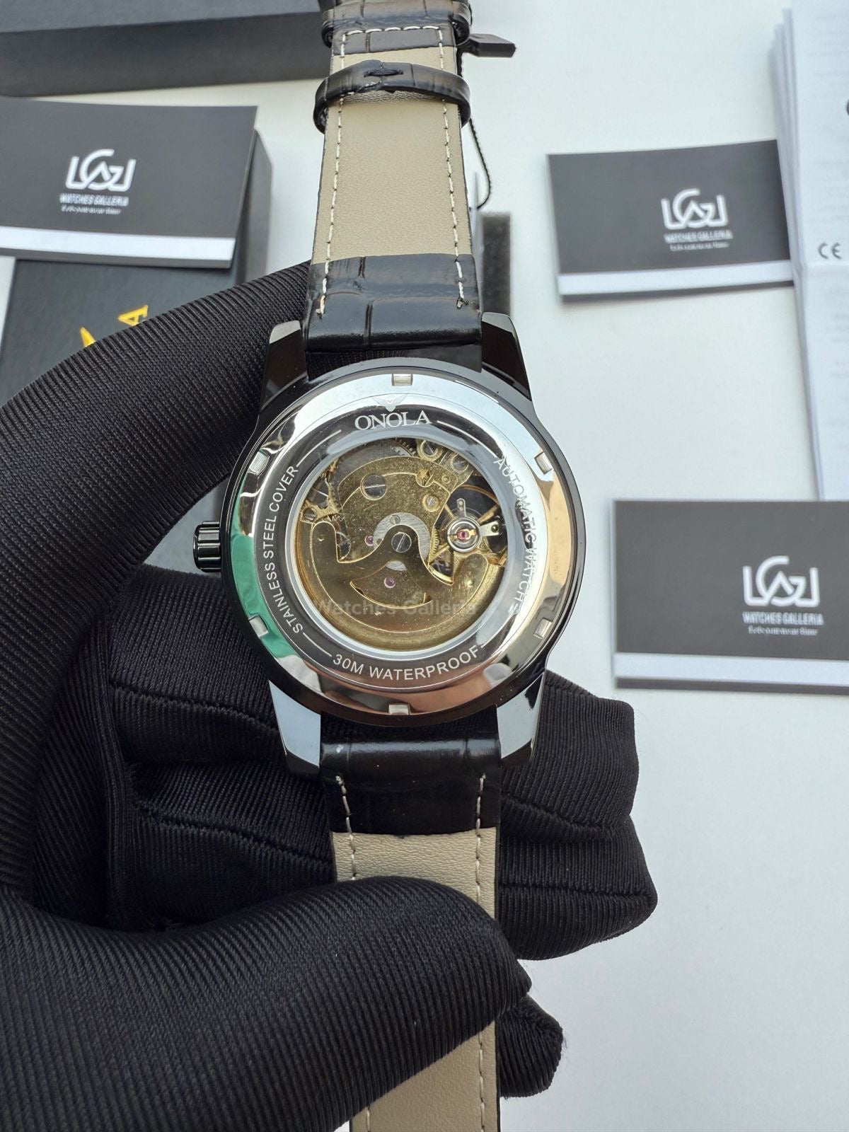 Onola Skeleton Watch Automatic (Black) ON3861 Watches Galleria