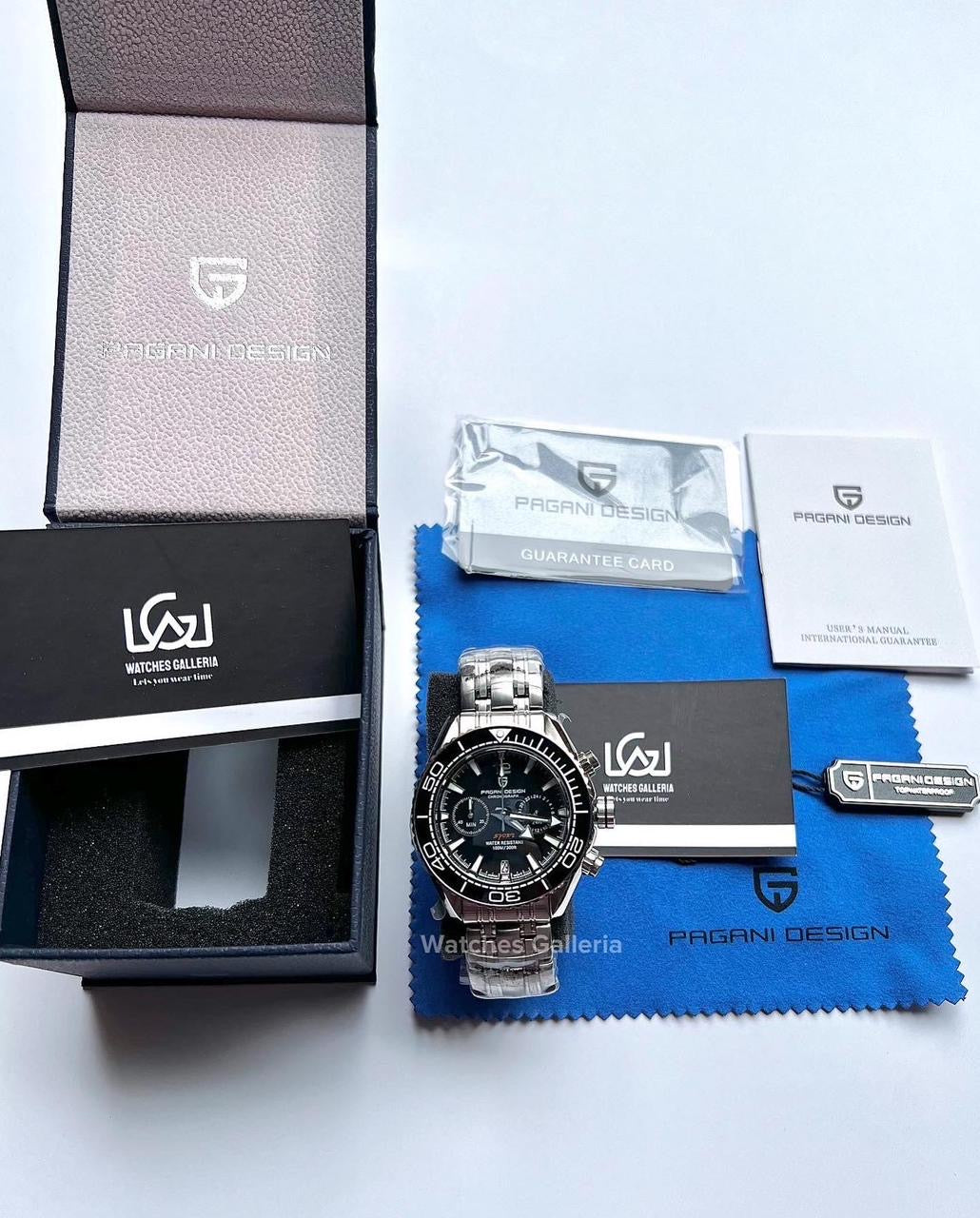 Pagani Design SeaMaster Planet Ocean Chronograph Quartz (Black) PD1711