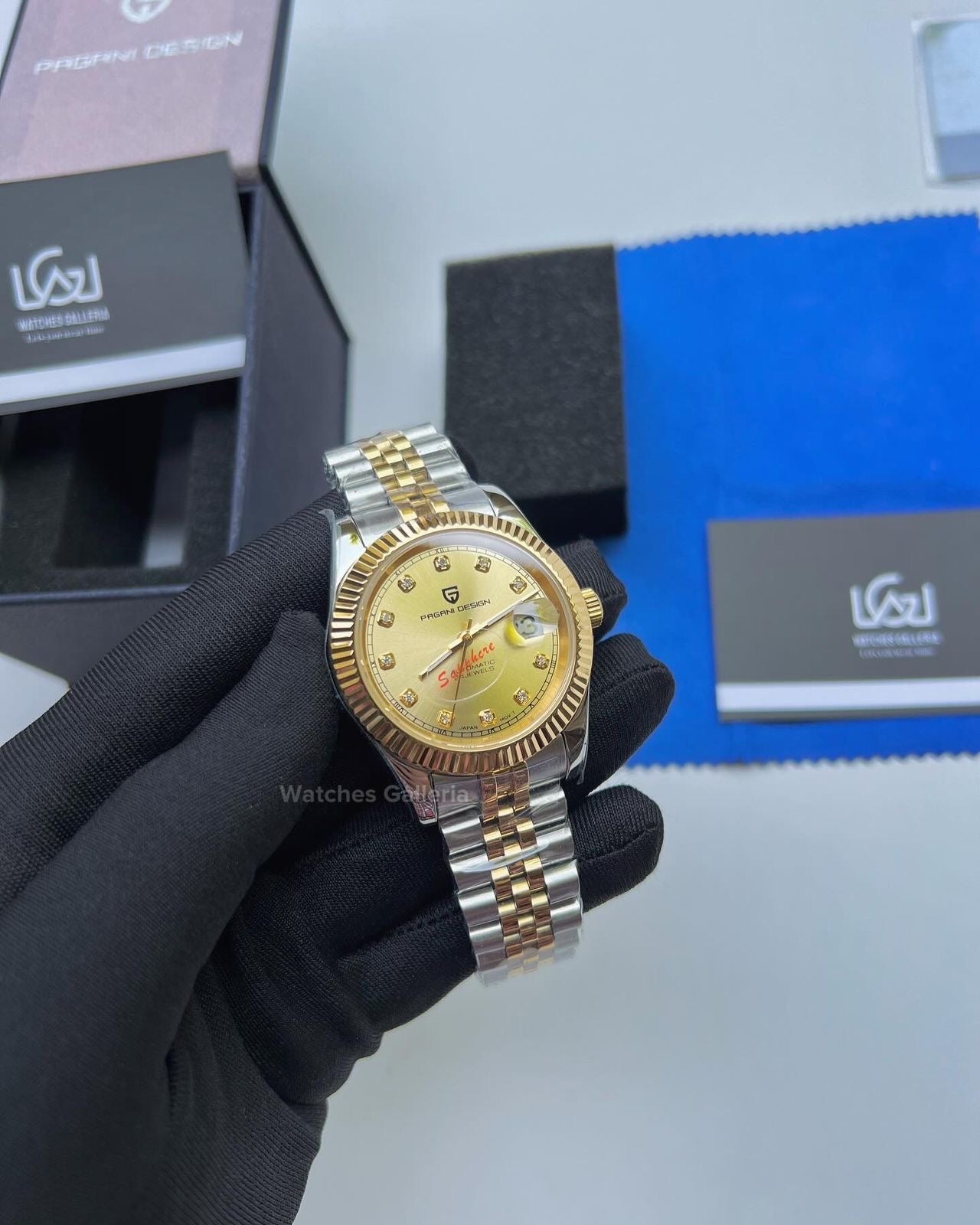 Pagani Design DateJust Stones Dial Automatic (Gold) PD1645 Watches Galleria