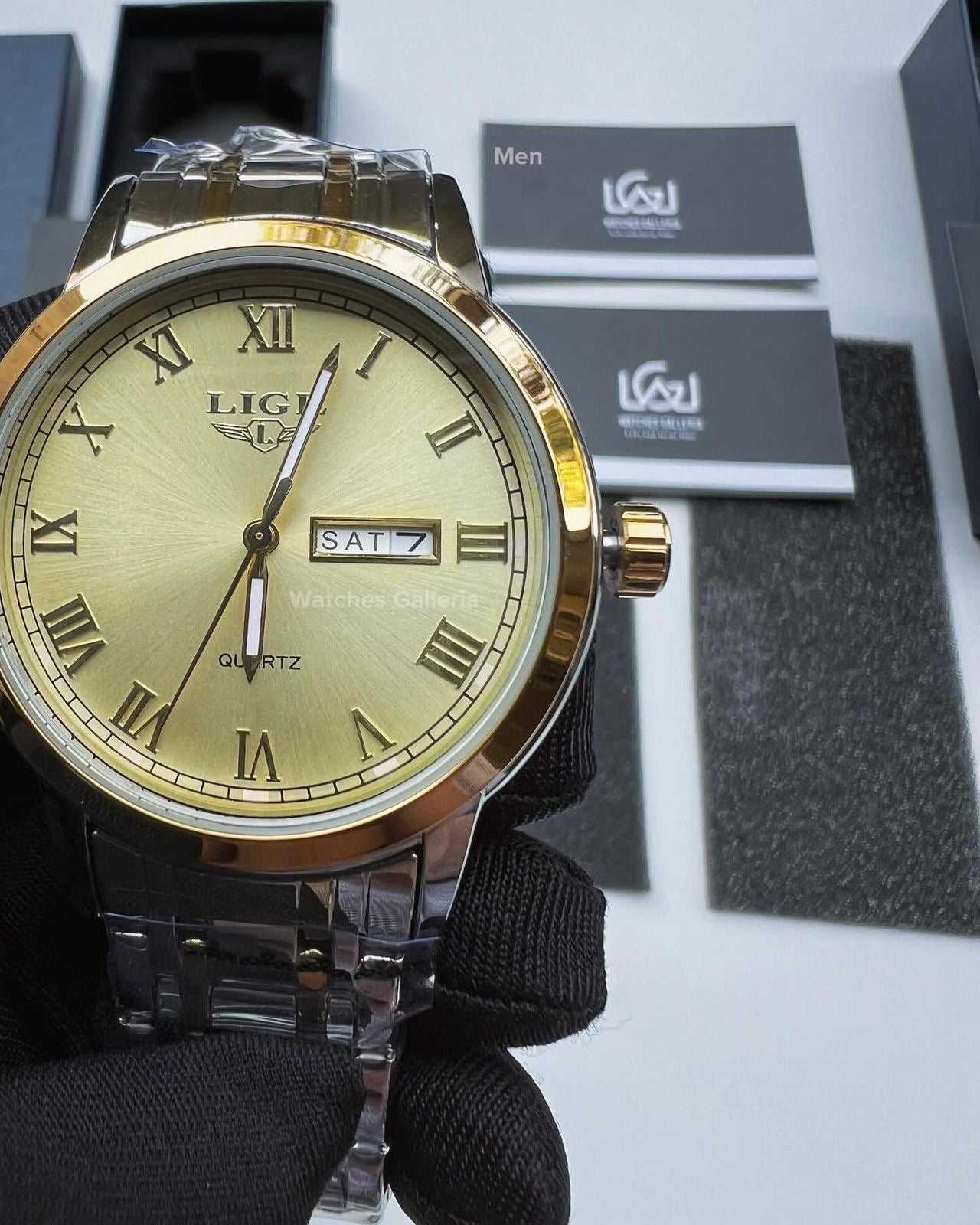 Lige Date Day Couple Watch (Gold) Lige9846 Lige10007L