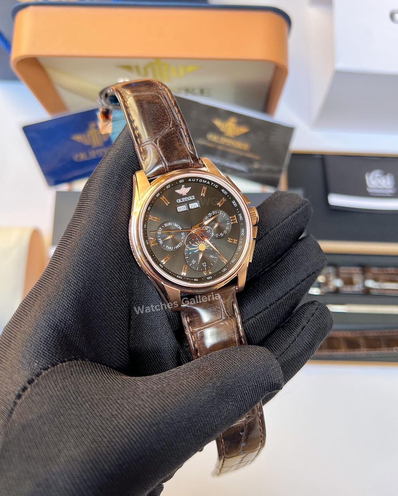 Oupinke Calendar Moonphase Automatic (Brown) 3189