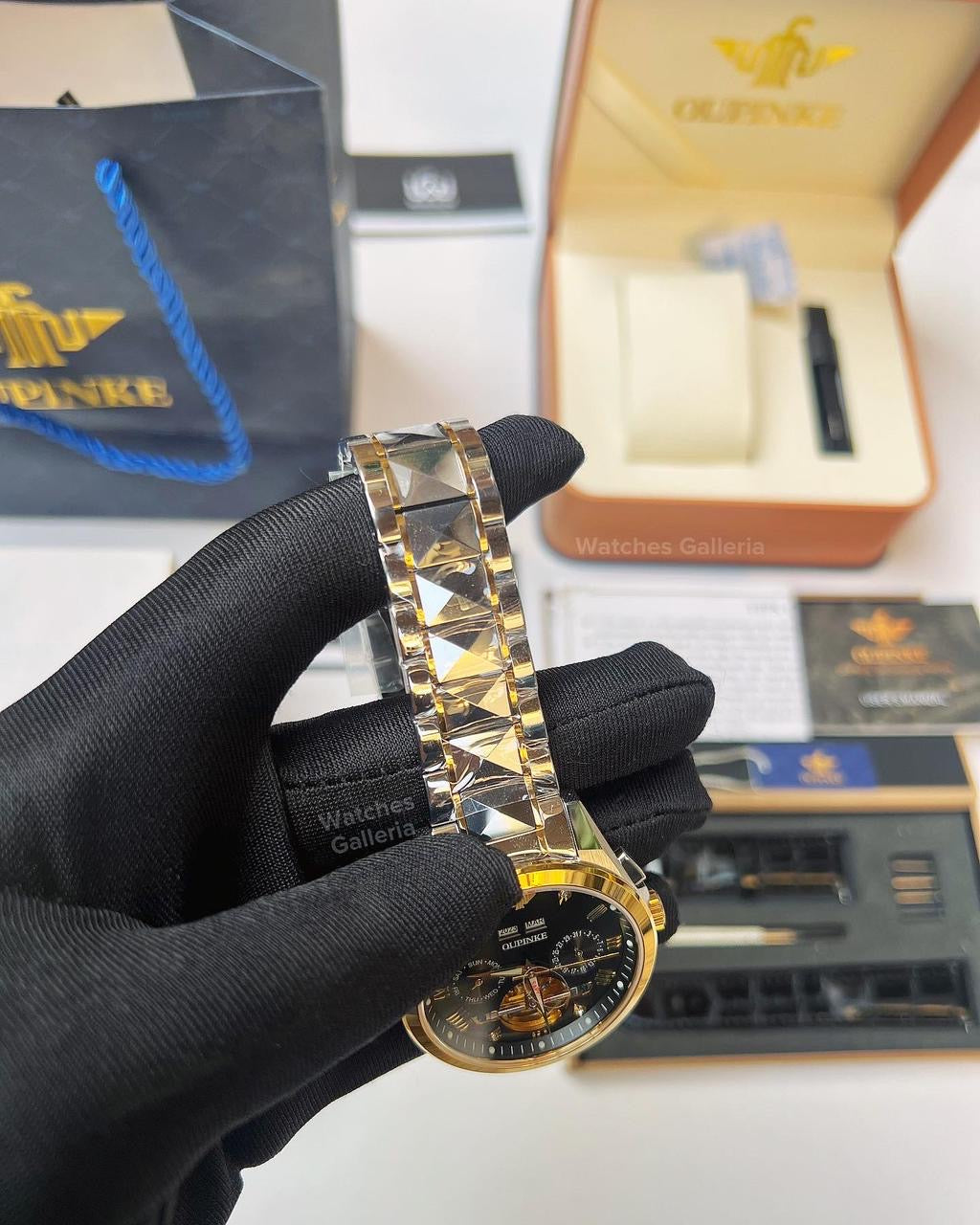 Oupinke Tourbillon Mechanical Watch Automatic (Gold Black) 3186