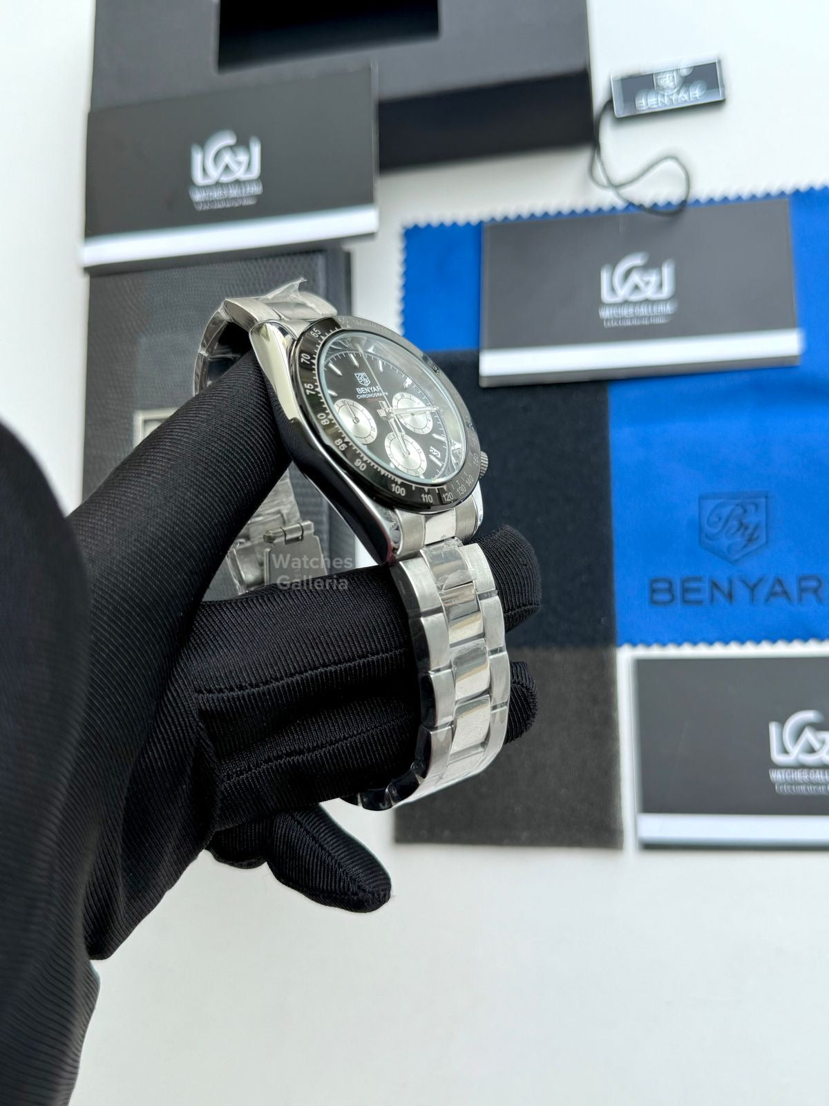 Benyar Daytona Chronograp Quartz (Black Silver) BY5169 Watches Galleria