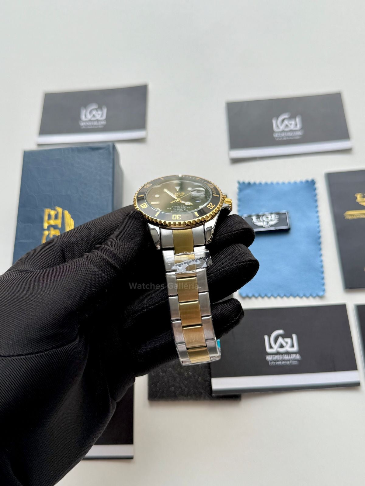Lige Submariner Two Tone Quartz (Gold/Black) Lige10045 Watches Galleria © Copyrights All Right Reserved