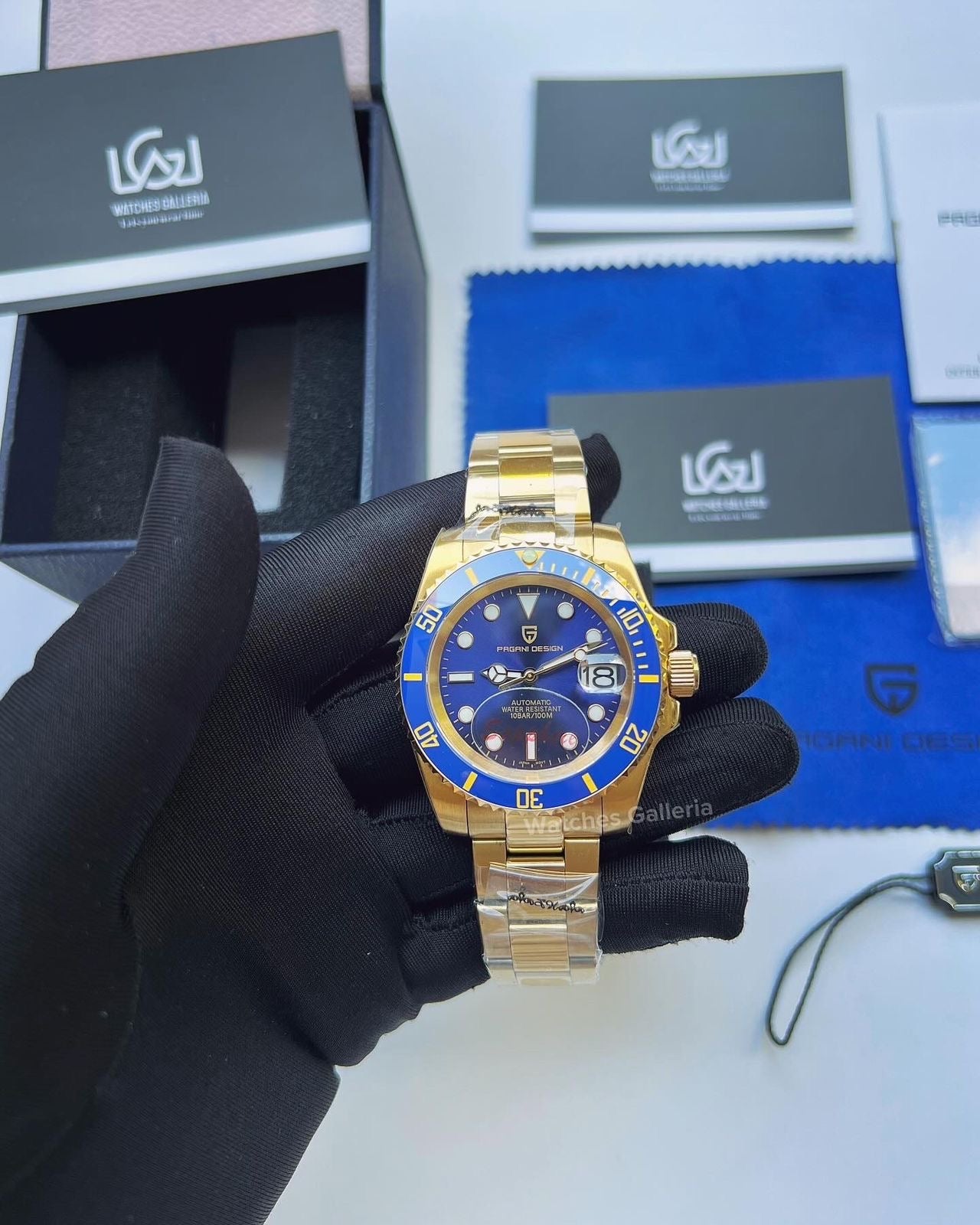 Pagani Design Submariner Date Automatic (Yellow Gold Blue) PD1661 Pagani Design