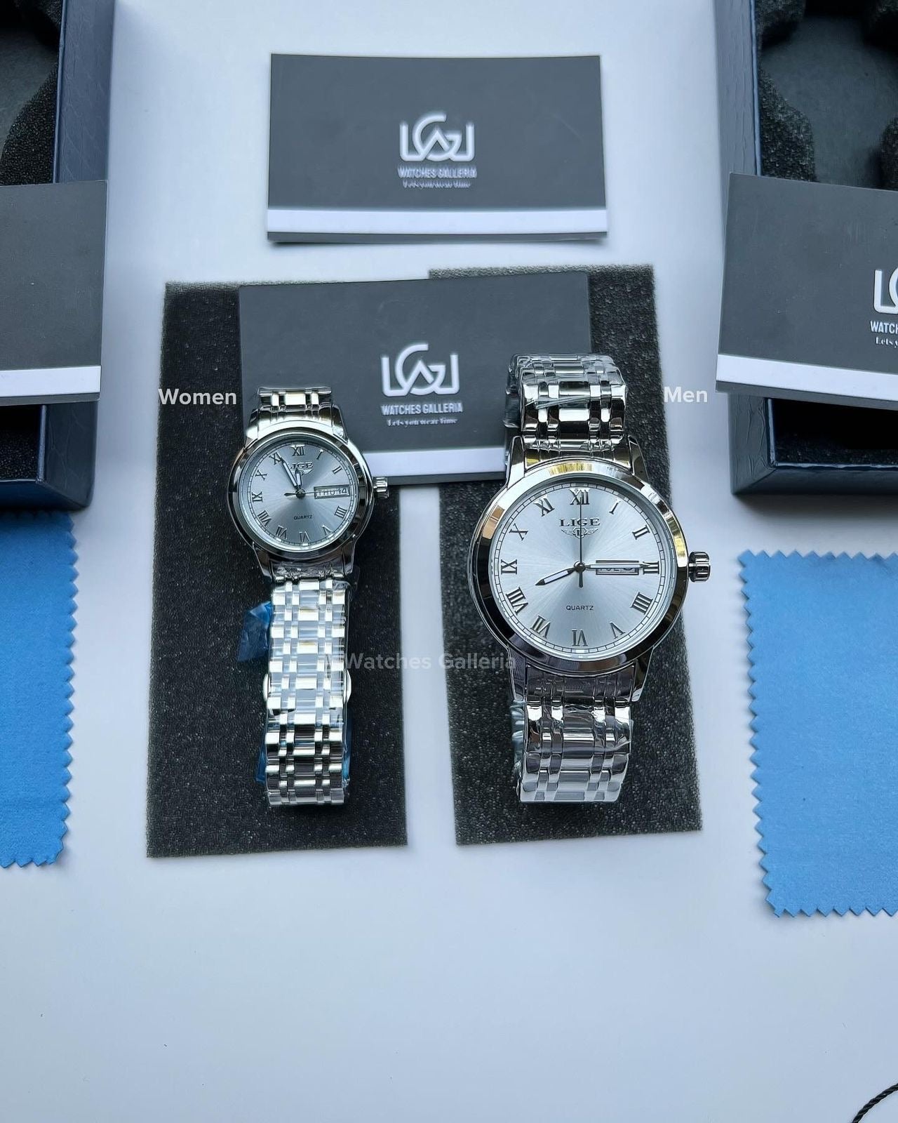 Lige Date Day Couple Watch (Silver) Lige9846 Lige10007L