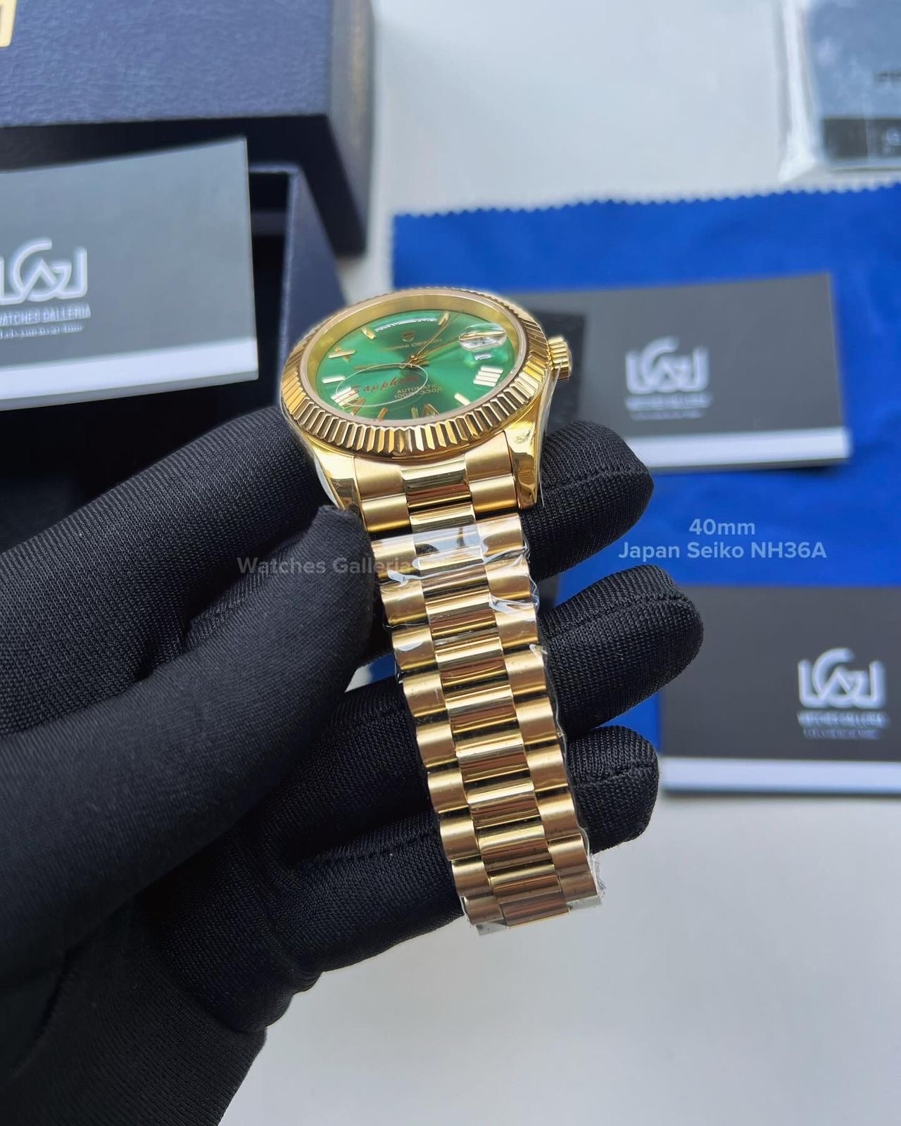 Pagani Design Date Day 40mm Seiko NH36A Gold/Green PD1783