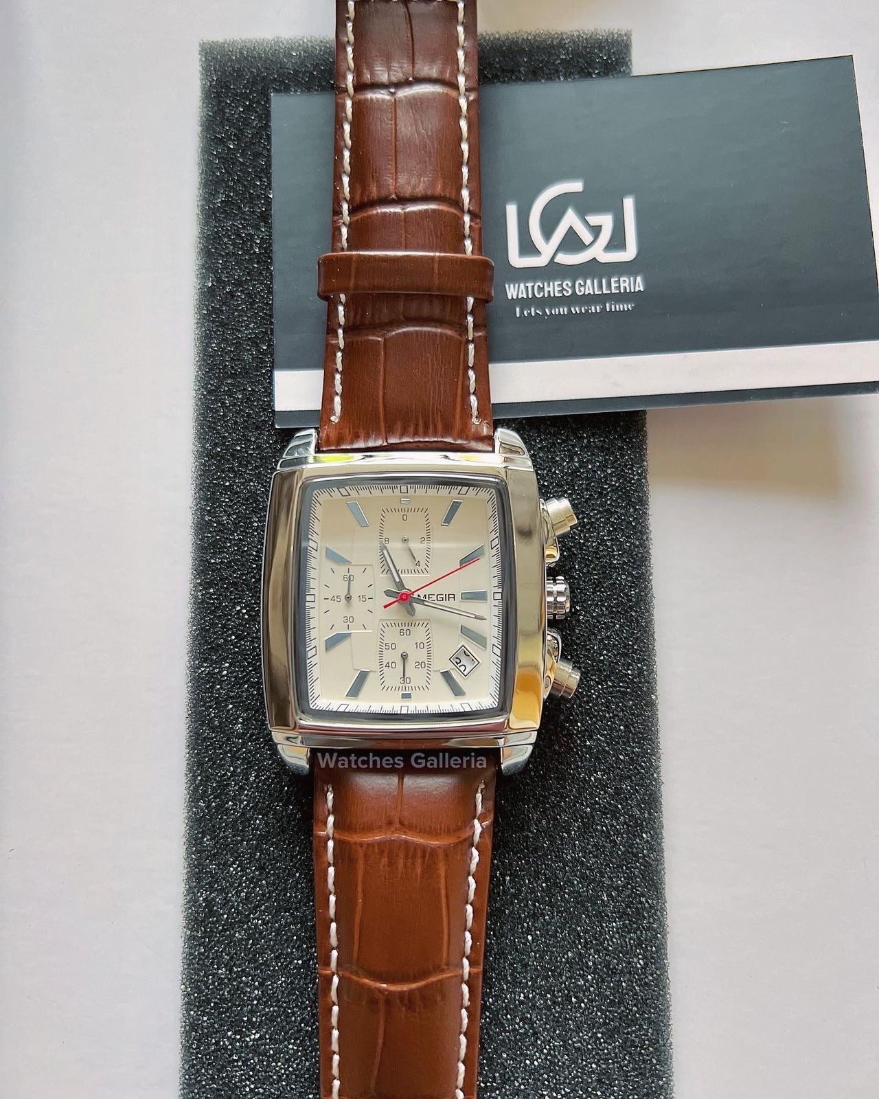 Megir Square Chronograph (Brown Silver) ML2028