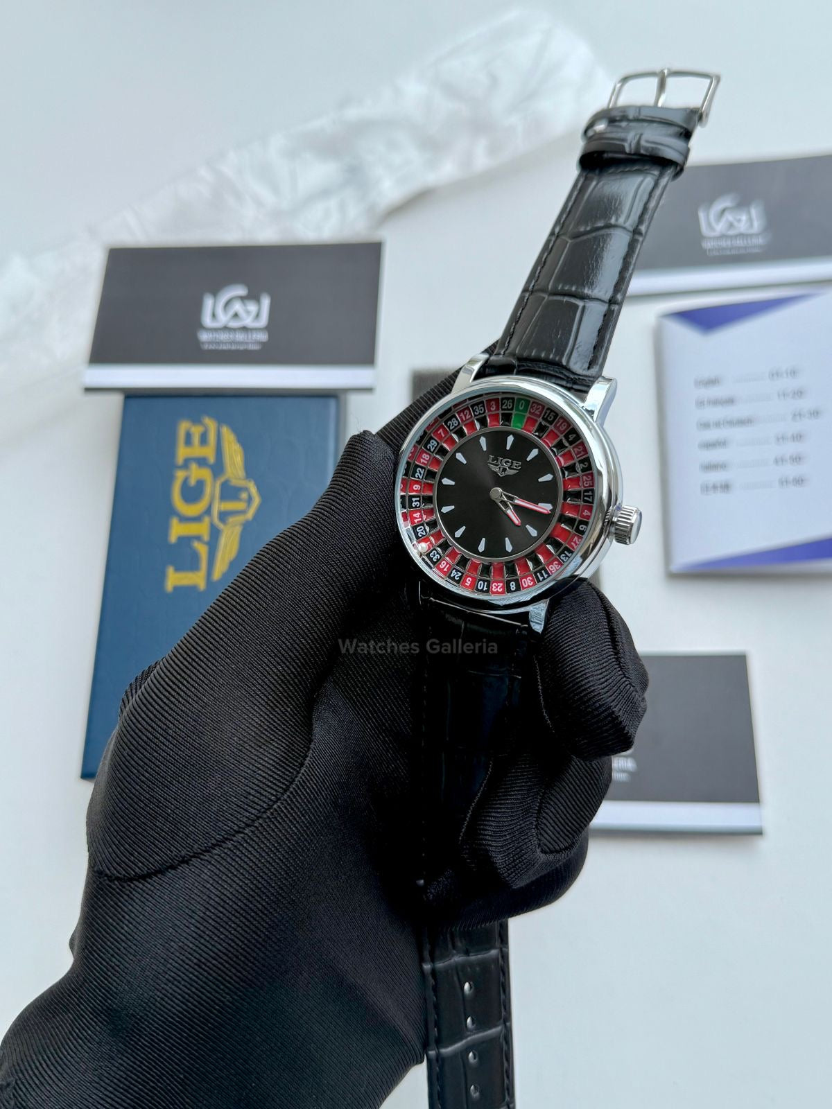 Lige Casino Watch Quartz (Silver Black) LG89161 Watches Galleria