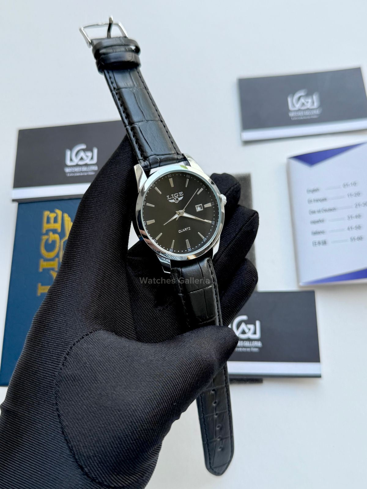 Lige Classic Dress Watch Quartz (Black) Lige89143 Watches Galleria