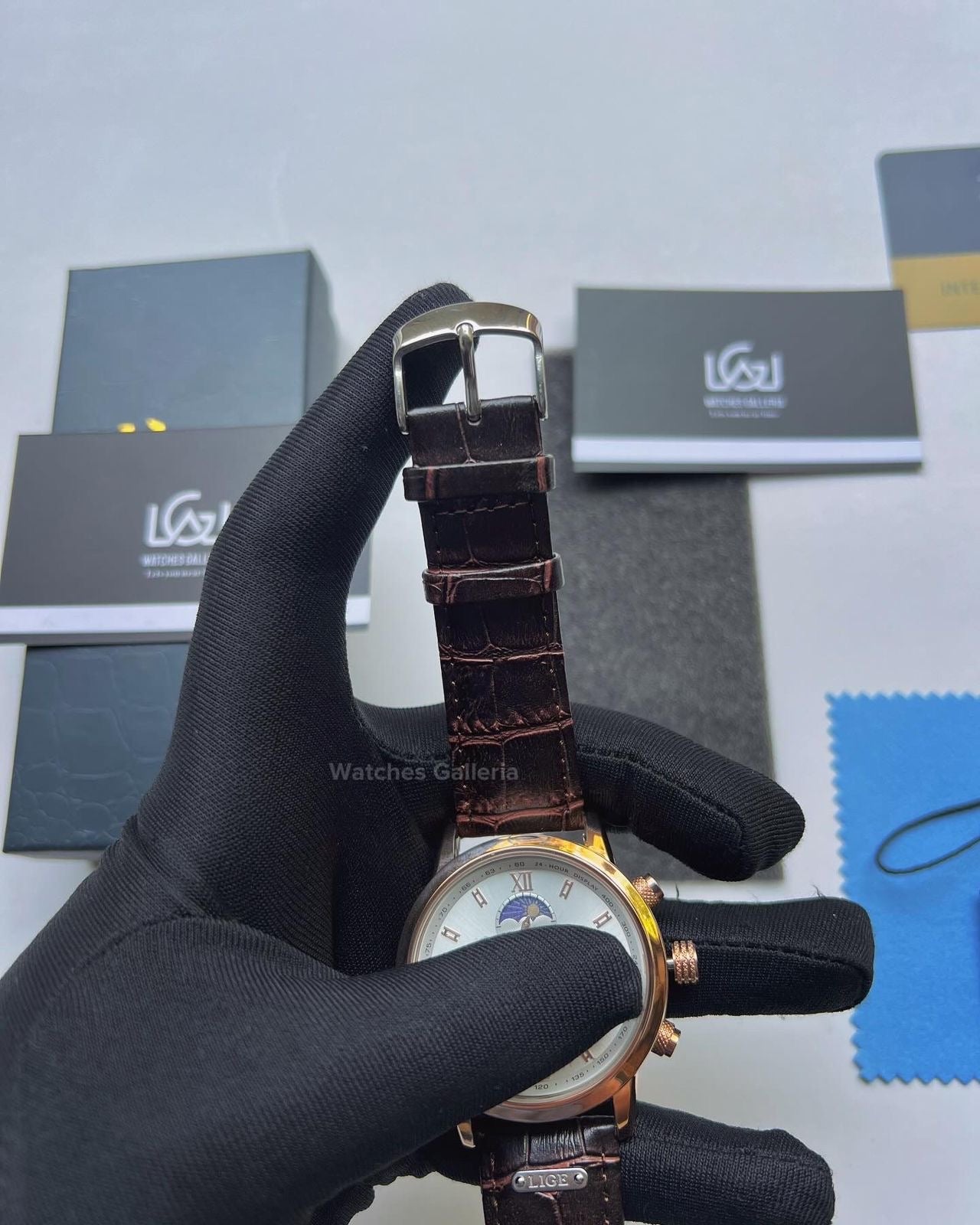 Lige Classic Moonphase (Rose Gold White) LG8953 Watches Galleria