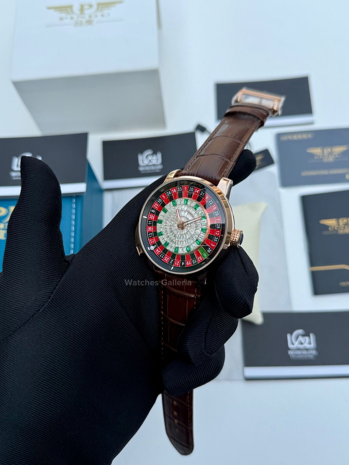 Pindu Design Casino Roulette Button Edition Automatic (Baguette Cut Diamonds) P6628 Watches Galleria