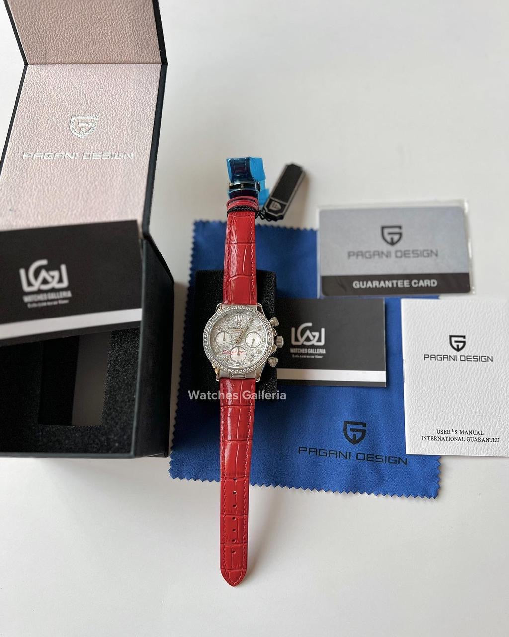 Pagani Design Daytona Stones Quartz Unisex (Red) PD1730