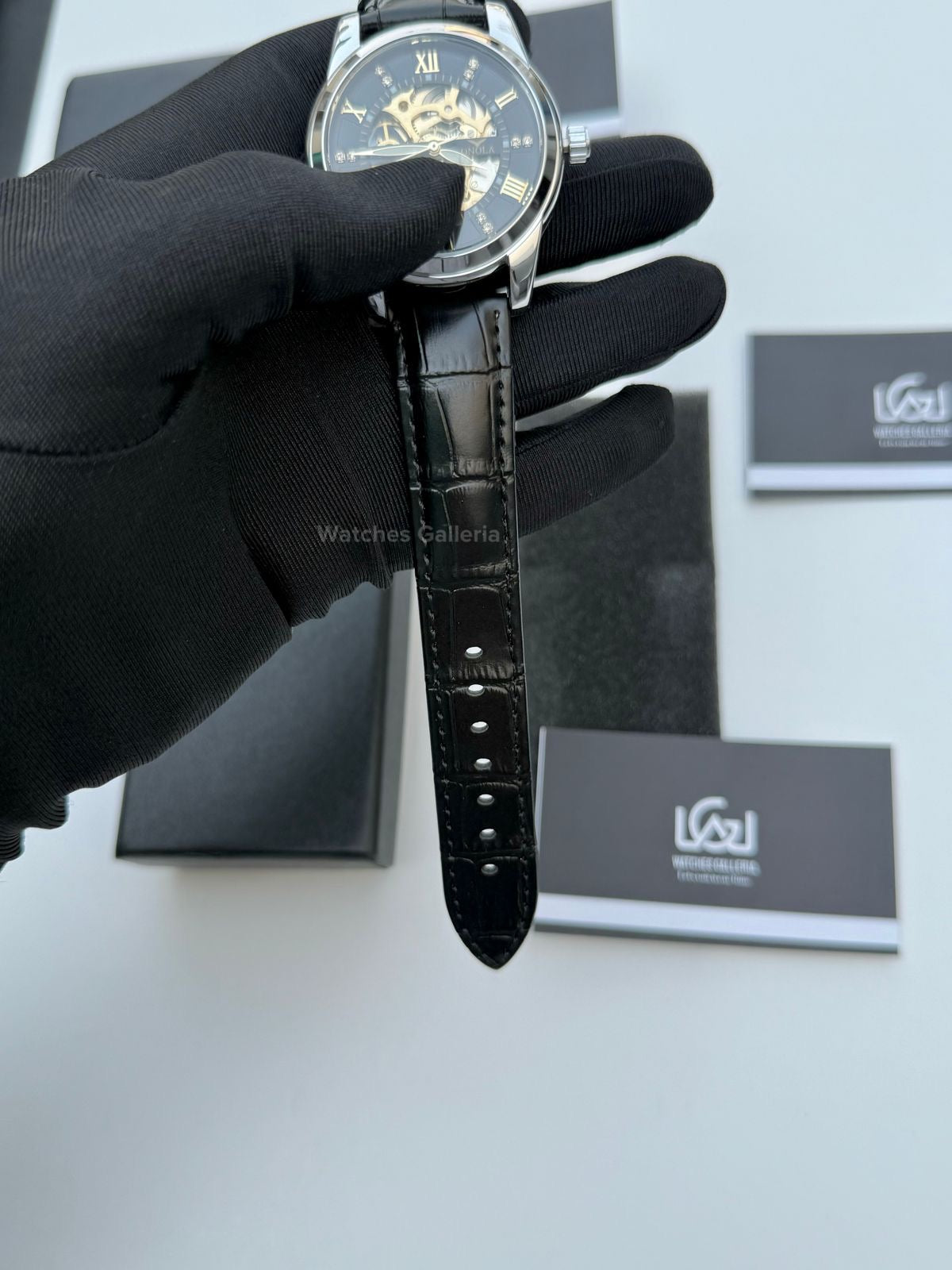 Onola Skeleton Watch Automatic (Silver/Black) ON3861 Watches Galleria