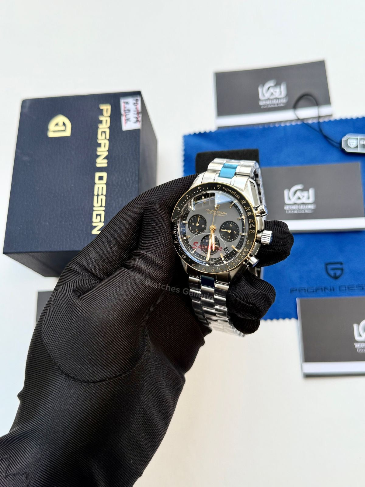 Pagani Design Speedmaster Moonwatch Quartz Black/Gold (V3) PD1701 Watches Galleria
