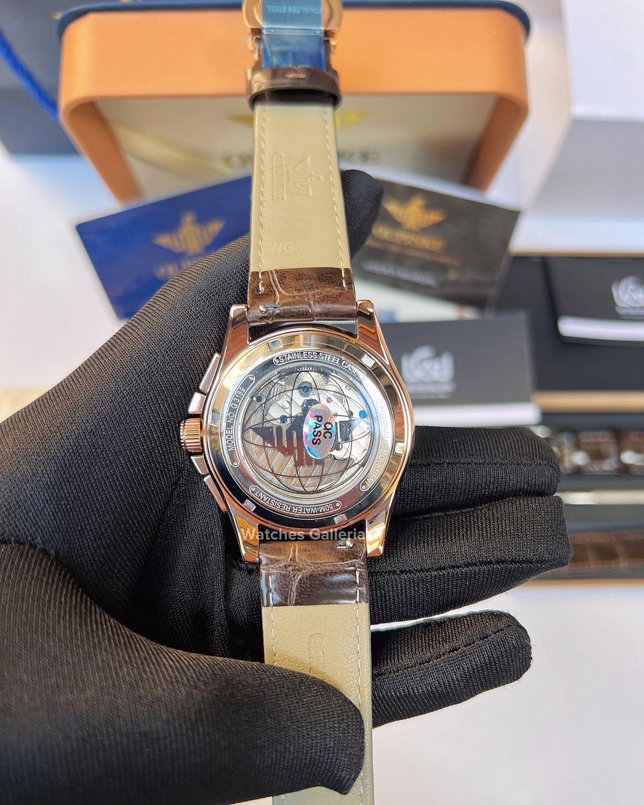 Oupinke Calendar Moonphase Automatic (Brown) 3189