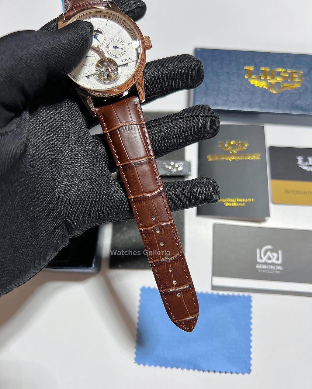 Lige Moonphase Automatic (Black Rose Gold) LIGE6828