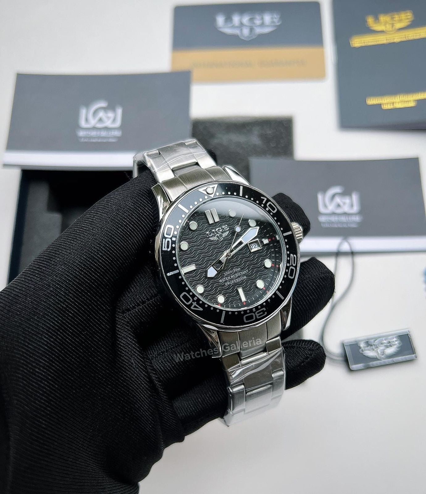 Lige Sea Master Diver Quartz (Black) LG8936