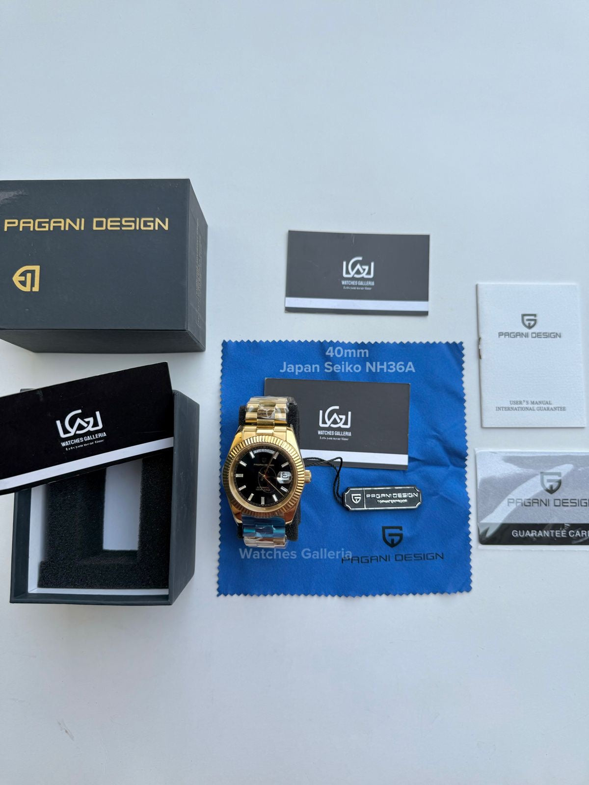 Pagani Design Date Day Automatic 40mm Japan Movement (Gold Black) PD1783 Watches Galleria