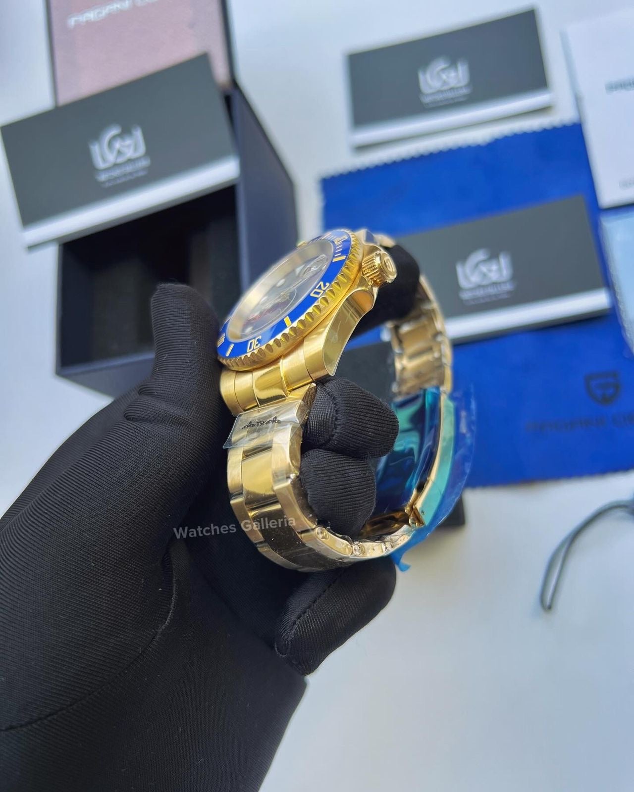 Pagani Design Submariner Date Automatic (Yellow Gold Blue) PD1661 Pagani Design