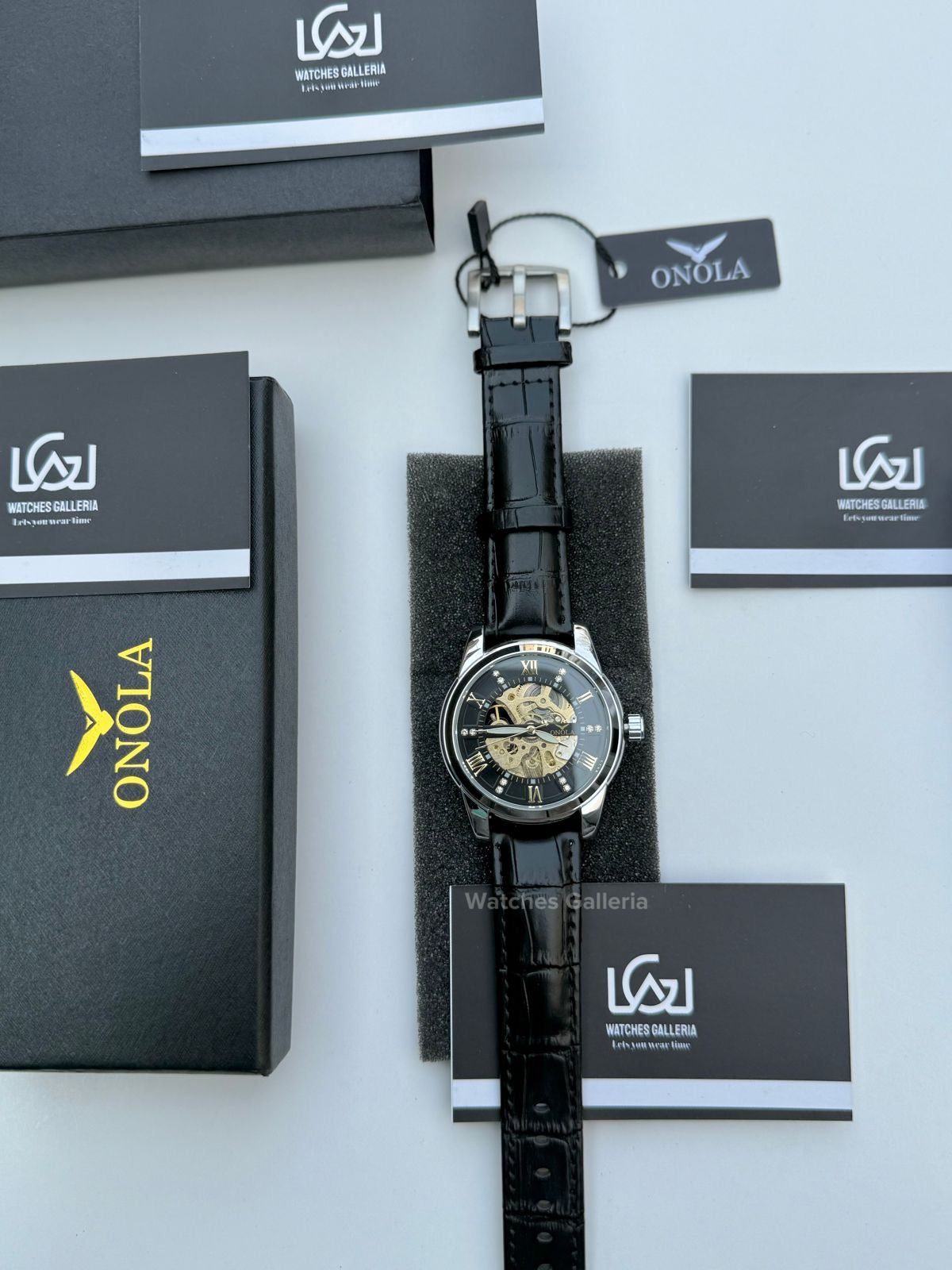 Onola Skeleton Watch Automatic (Silver/Black) ON3861 Watches Galleria