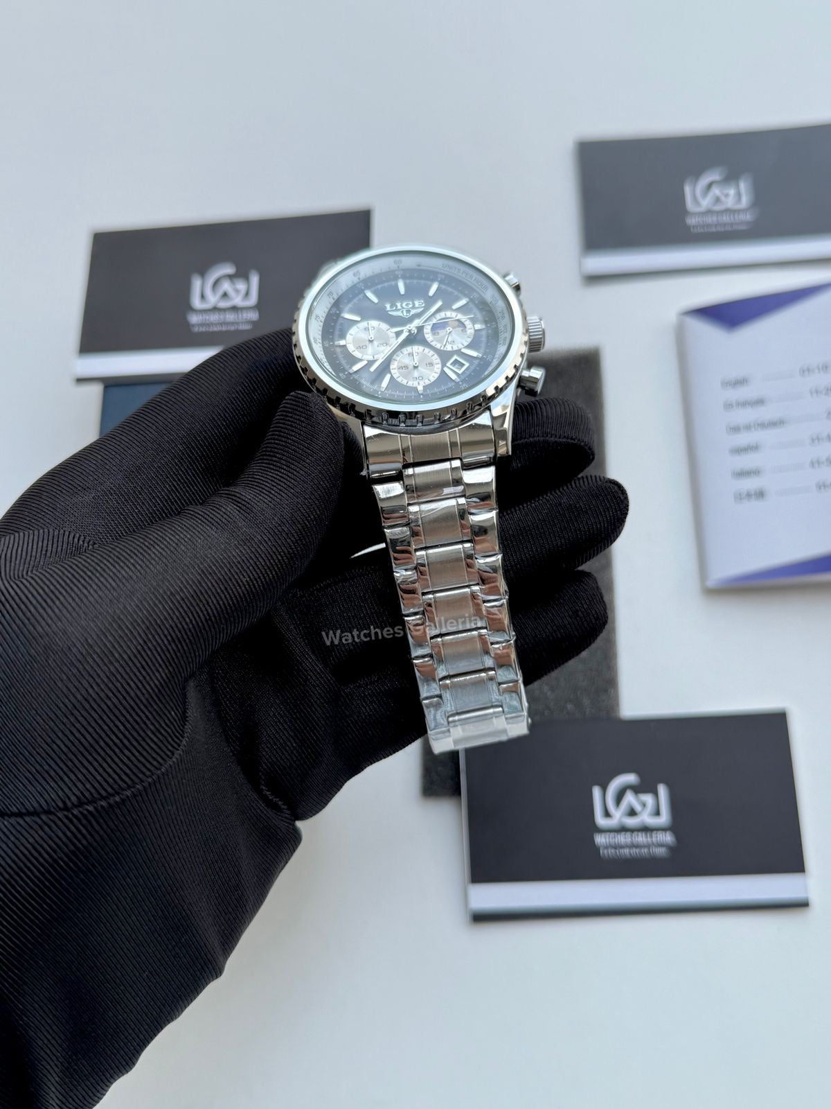 Lige Chronograph Quartz (Black) Lige8989 Watches Galleria