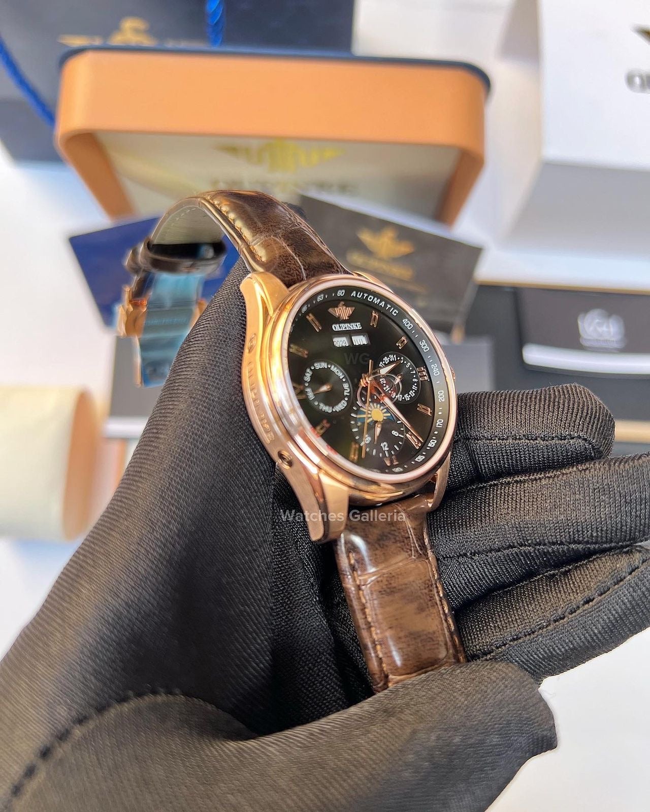 Oupinke Calendar Moonphase Automatic (Brown) 3189