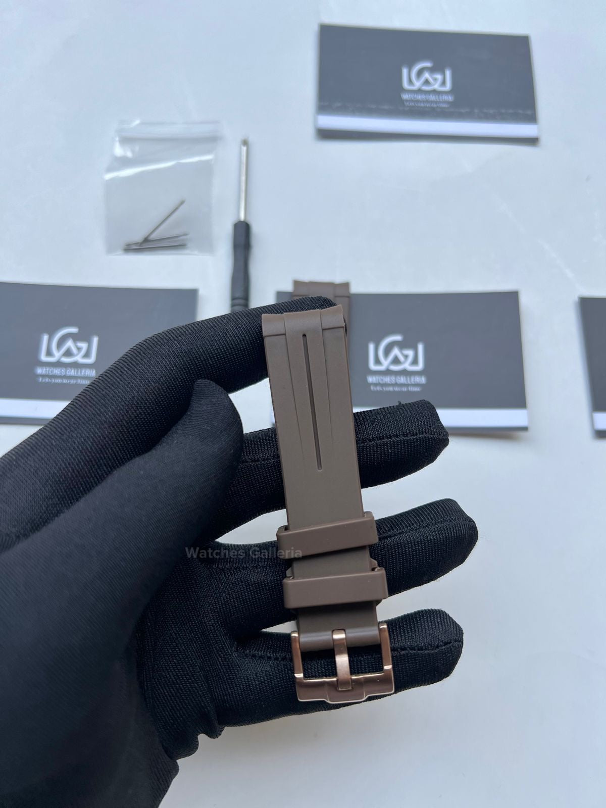 Rubber Straps Coffee w/ Rose Gold