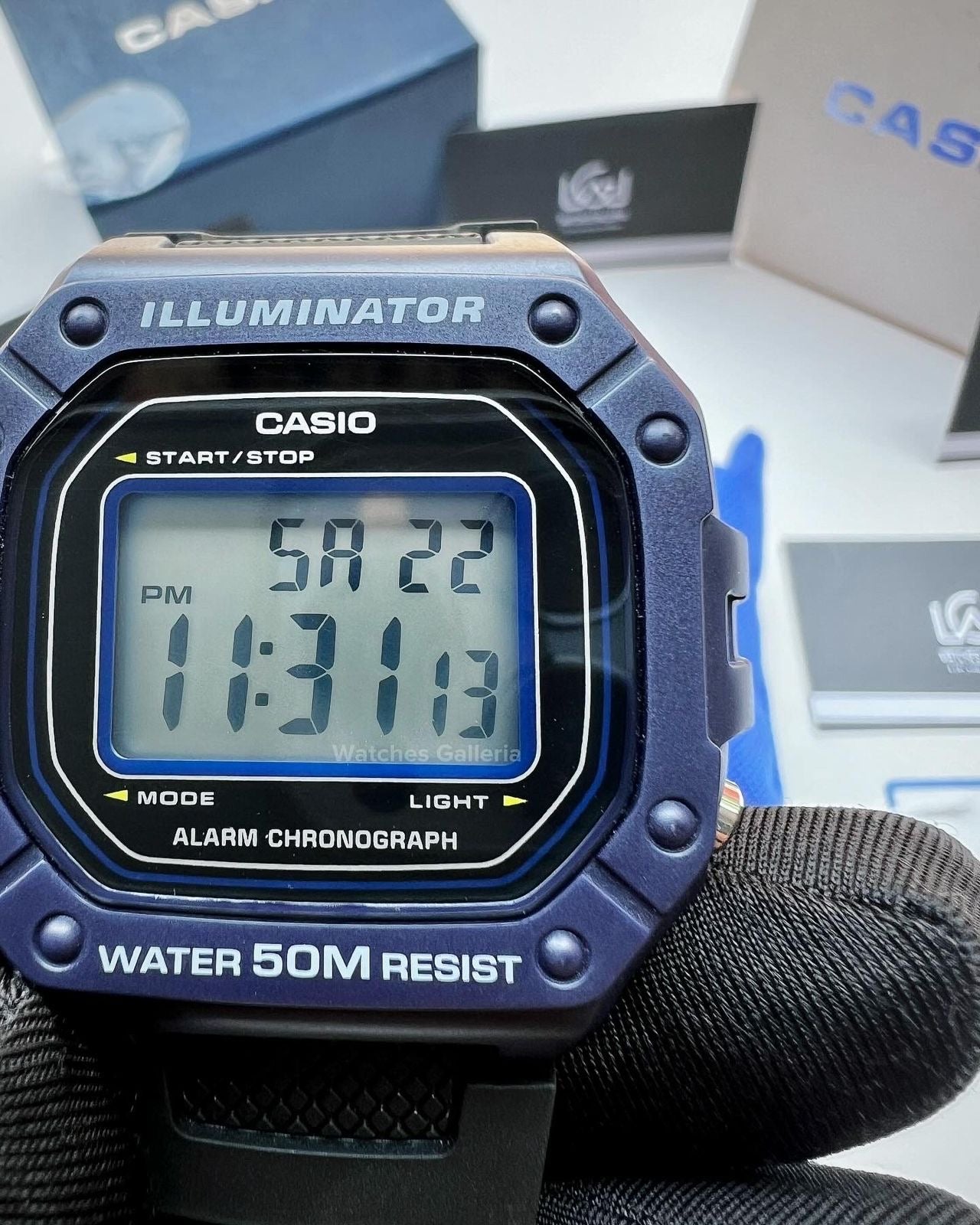 Casio Sports Digital Watch (Black Blue Limited Edition) W218H Watches Galleria