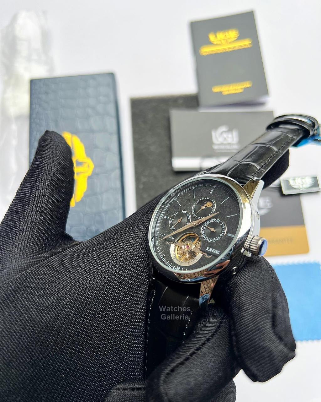 Lige Moonphase Automatic (Black Silver) LIGE6828