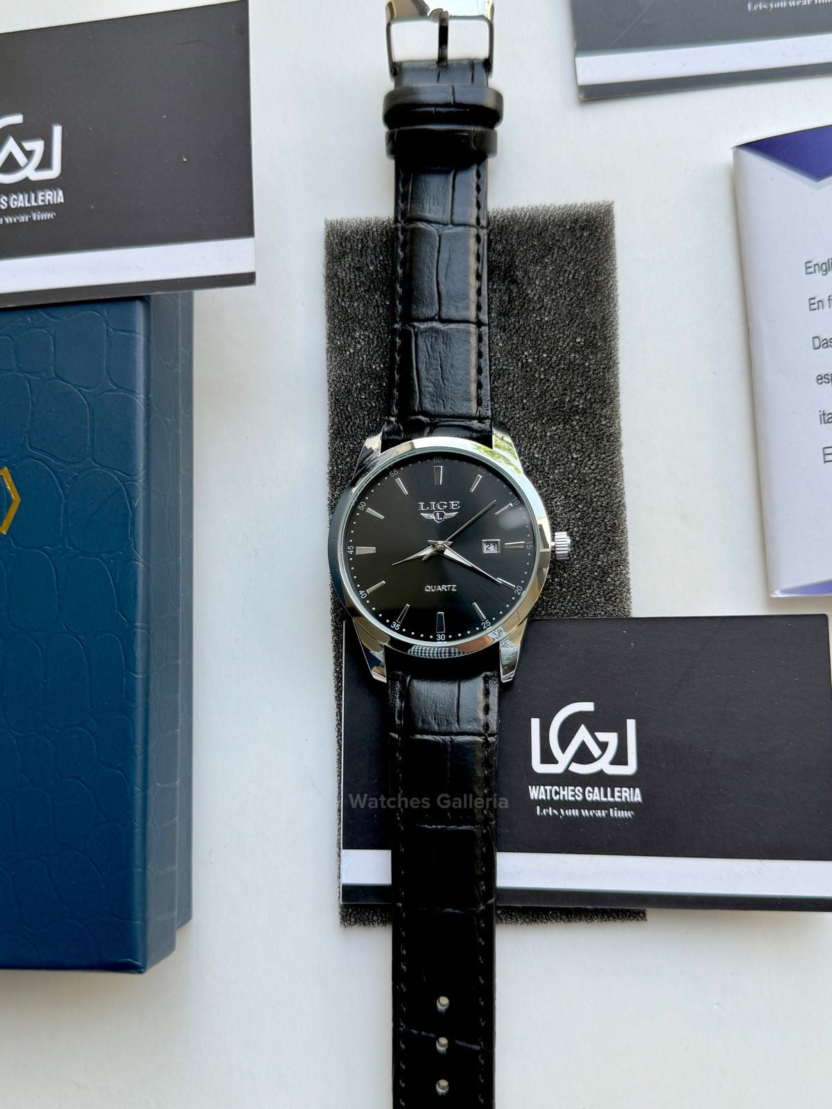 Lige Classic Dress Watch Quartz (Black) Lige89143 Watches Galleria