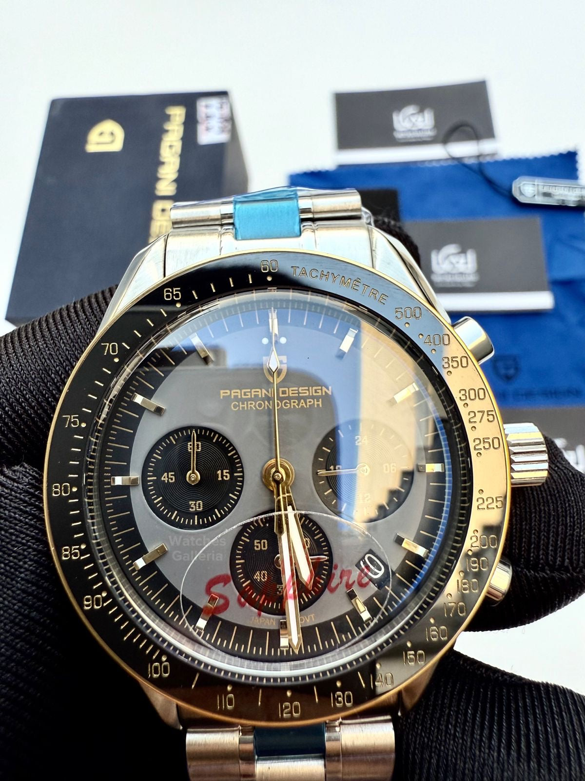 Pagani Design Speedmaster Moonwatch Quartz Black/Gold (V3) PD1701 Watches Galleria