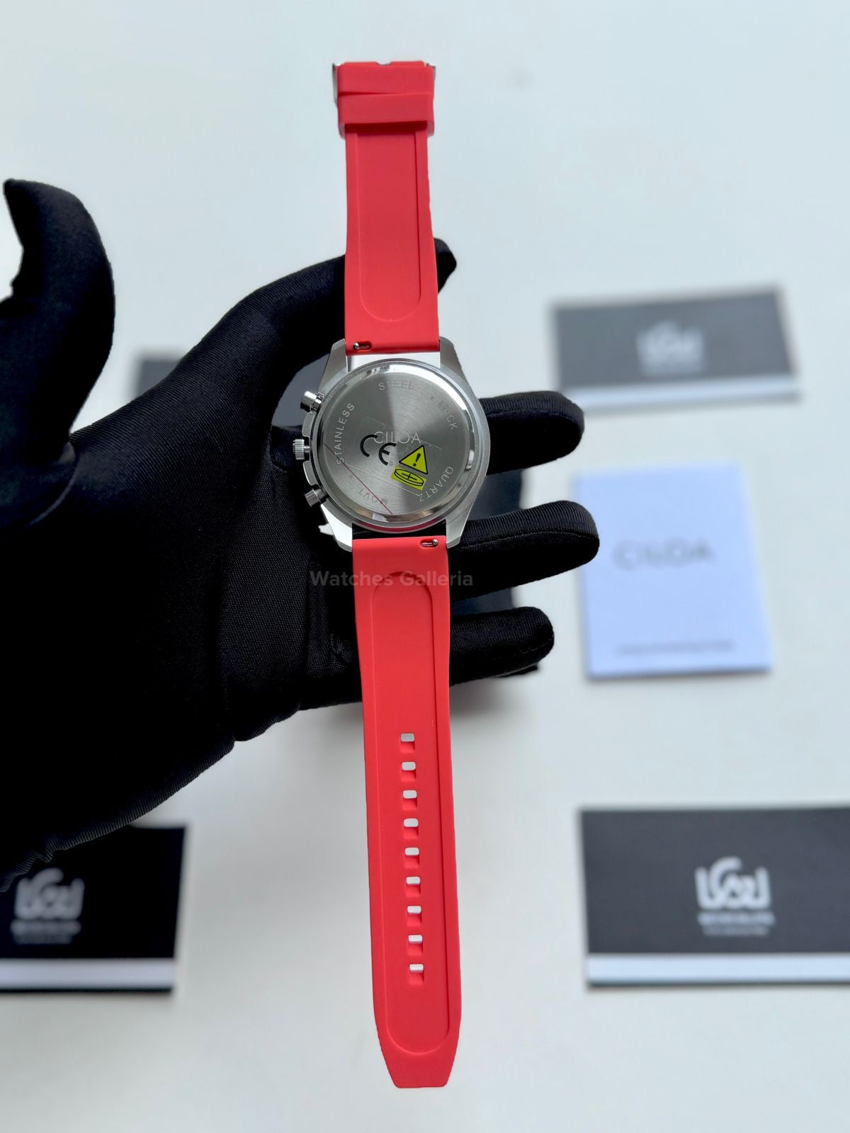Ciloa Chronograph Leather Quartz (White) ciloa507 Watches Galleria