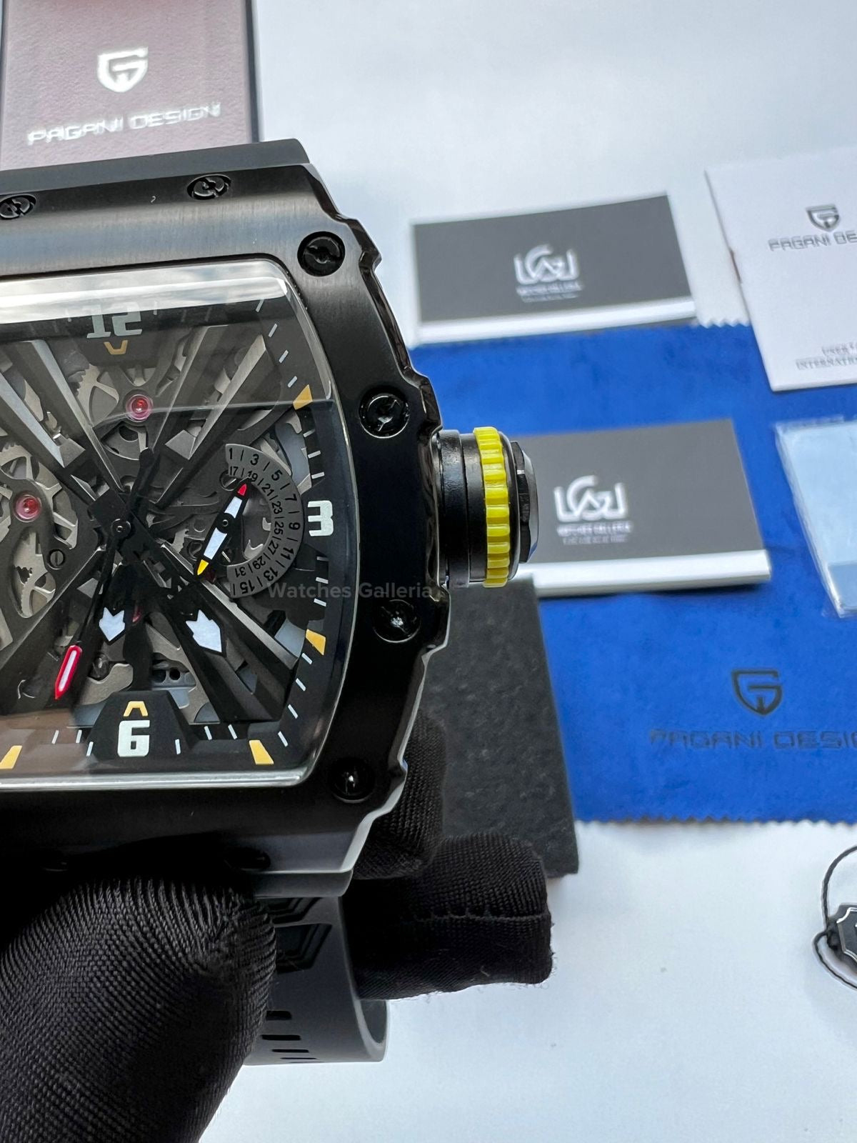Pagani Design Tonneau Skeleton Watch Quartz (Black Black) PD1738 Watches Galleria