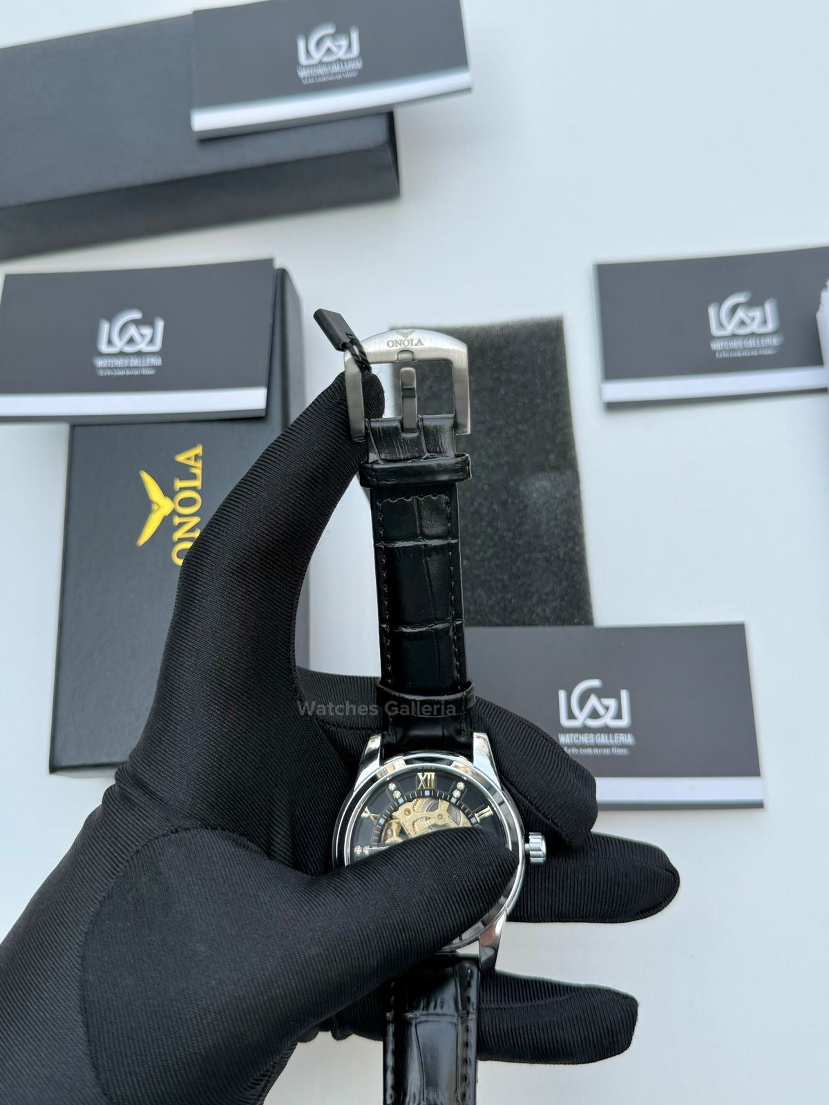 Onola Skeleton Watch Automatic (Silver/Black) ON3861 Watches Galleria