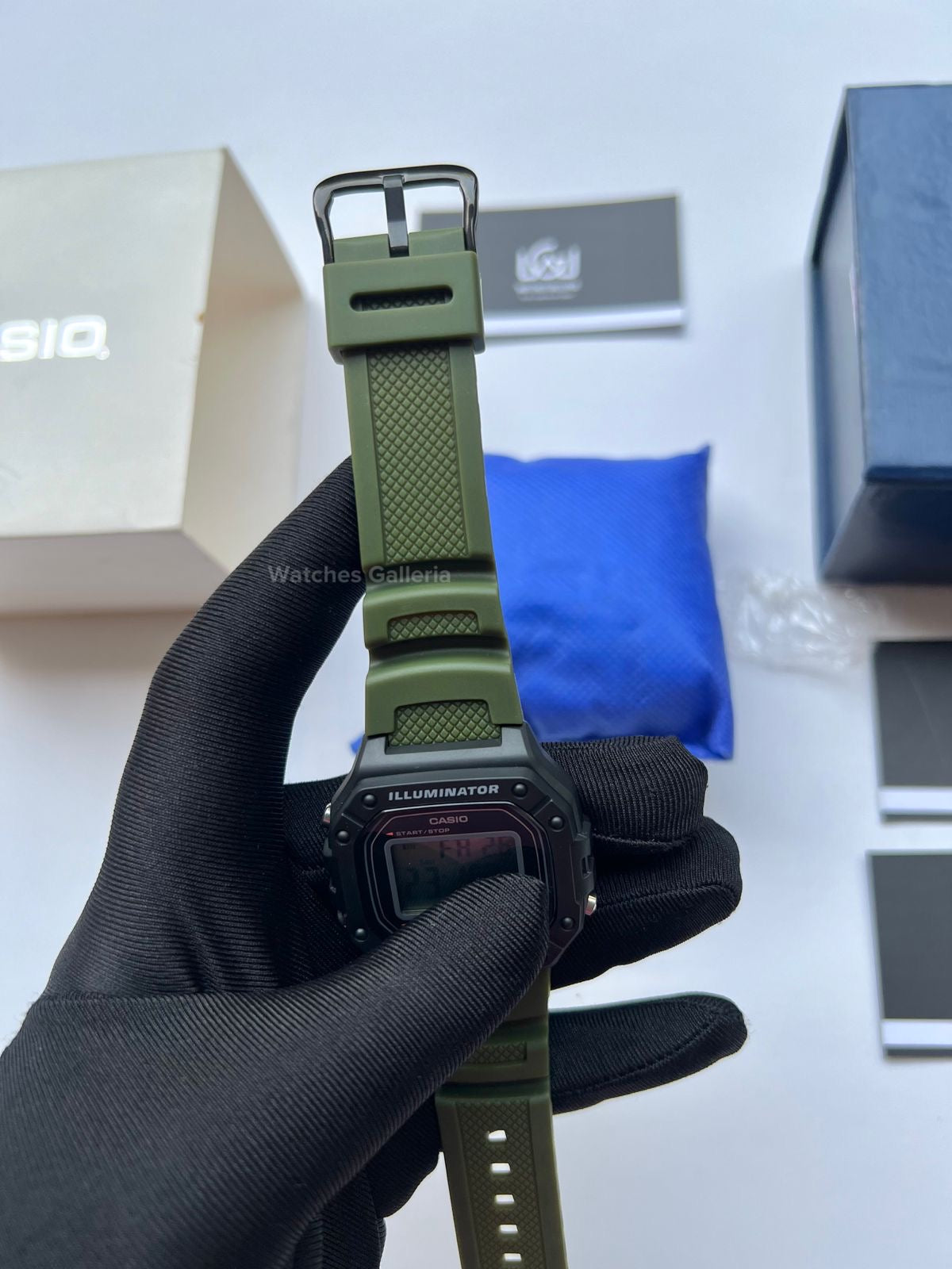 Casio Sports Digital Watch Green (White Display) W218H Watches Galleria