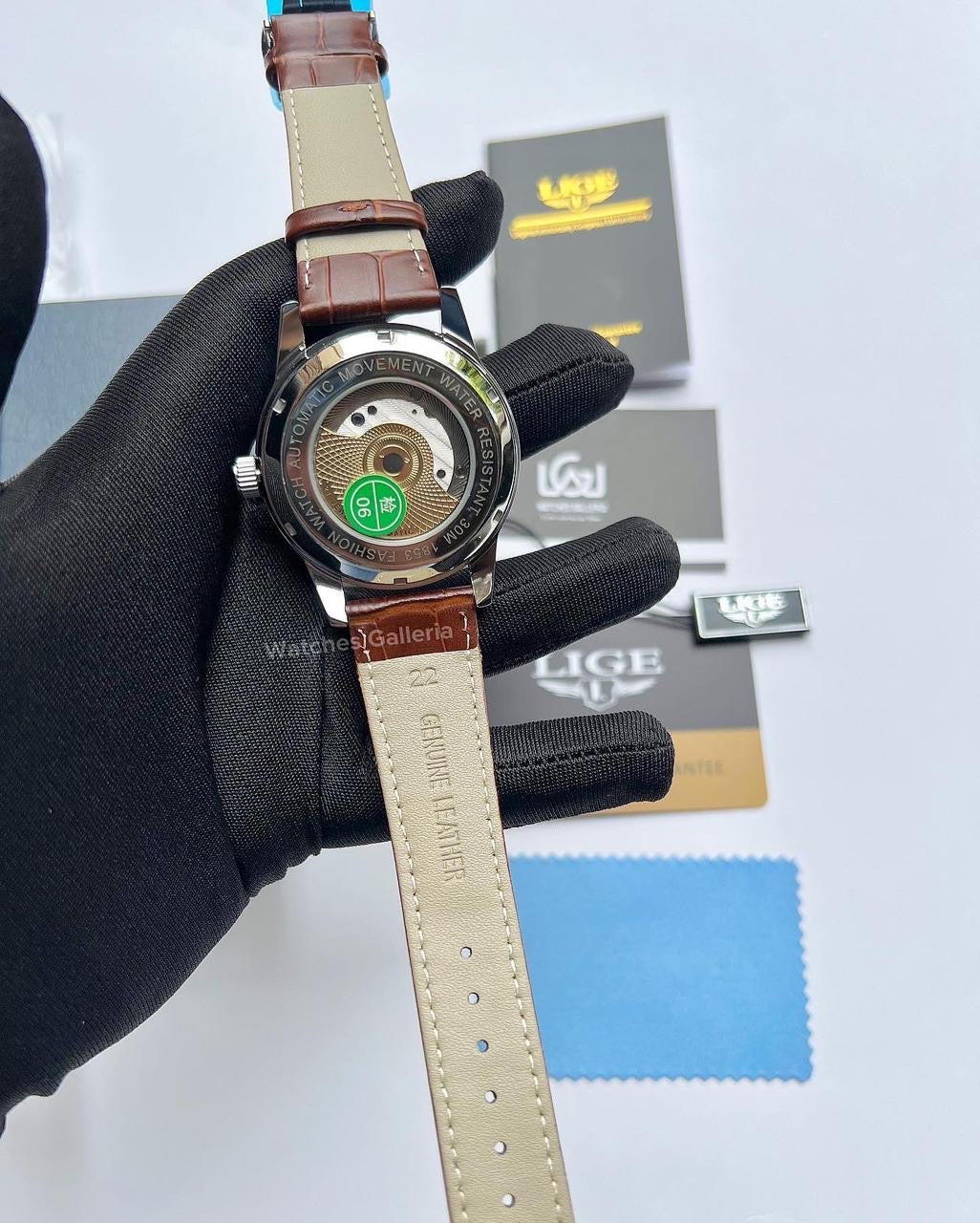 Lige Moonphase Automatic (Brown Silver) LIGE6828