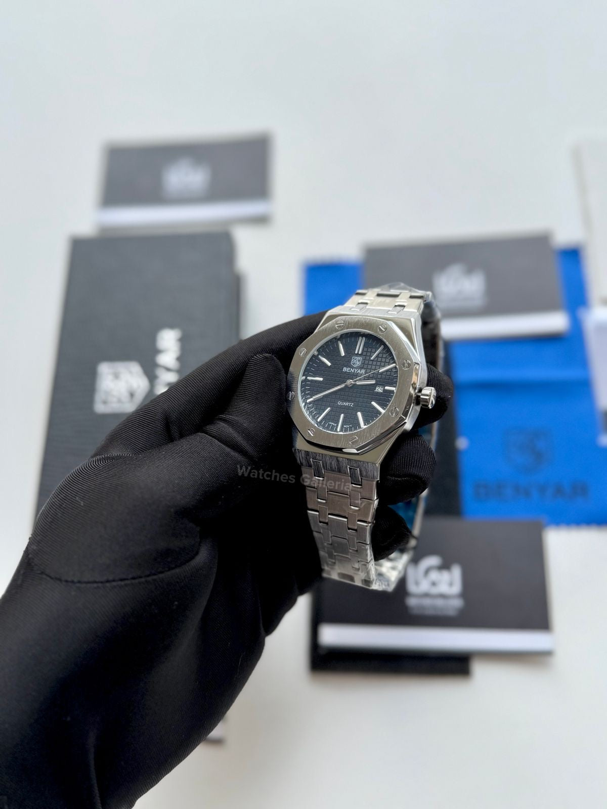 Benyar Royal Oak V2 Quartz (Black) By5156 Watches Galleria © Copyrights All Right Reserved