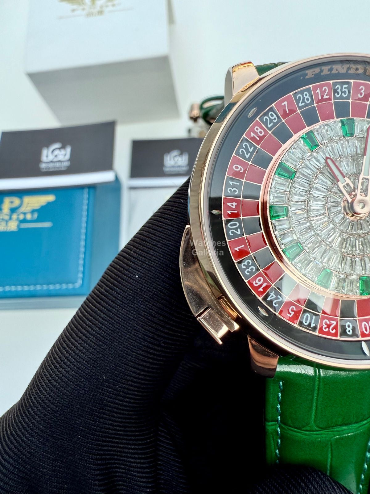 Pindu Design Casino Roulette Button Edition Automatic (Baguette Cut Diamonds) P6628 Watches Galleria
