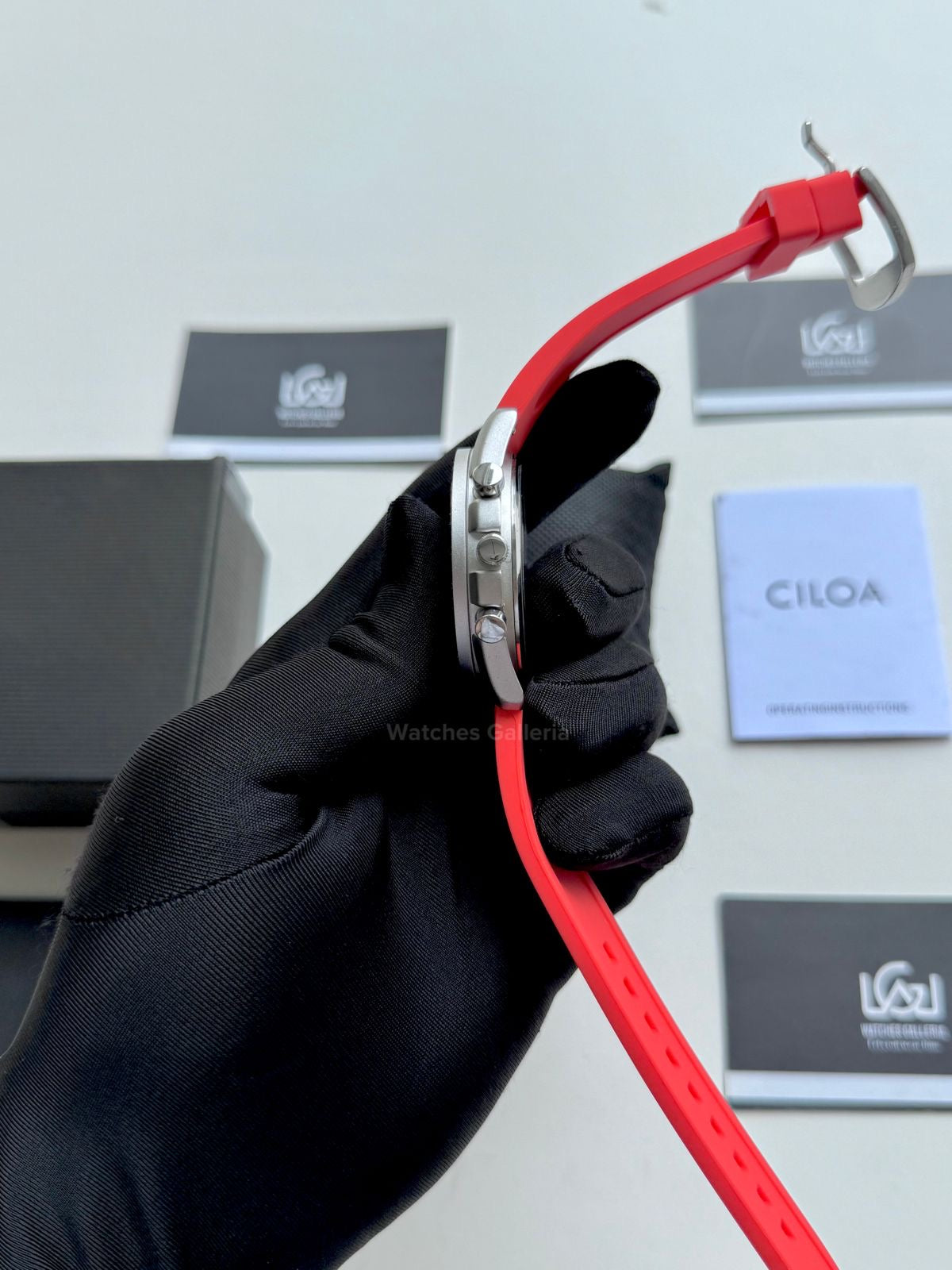 Ciloa Chronograph Leather Quartz (White) ciloa507 Watches Galleria