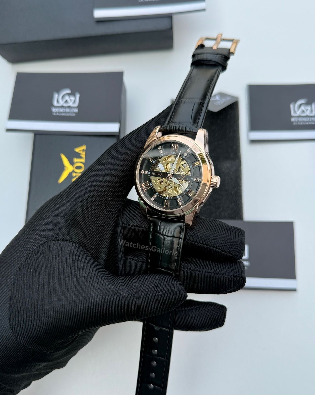 Onola Skeleton Watch Automatic (Rose Gold) ON3861 Watches Galleria