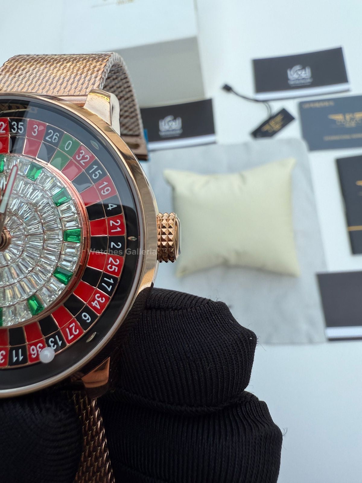 Pindu Design Casino Roulette Button Edition Automatic (Baguette Cut Diamonds) P6628 Watches Galleria
