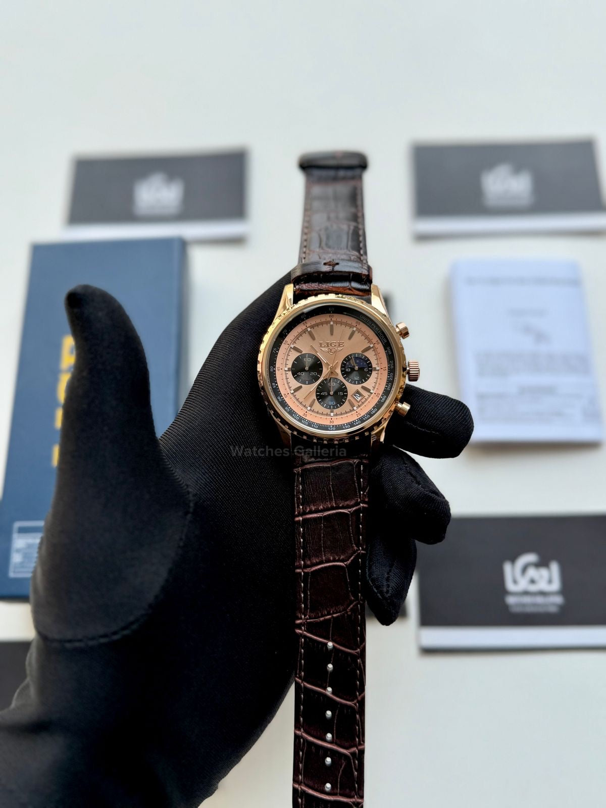 Lige Chronograph Quartz (Rose Gold) Lige8989 Watches Galleria © Copyrights All Right Reserved