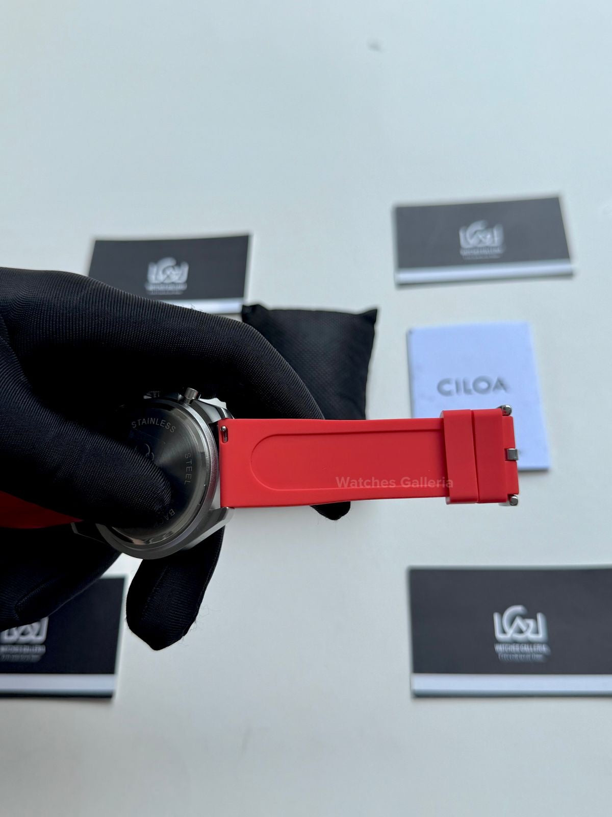 Ciloa Chronograph Leather Quartz (White) ciloa507 Watches Galleria