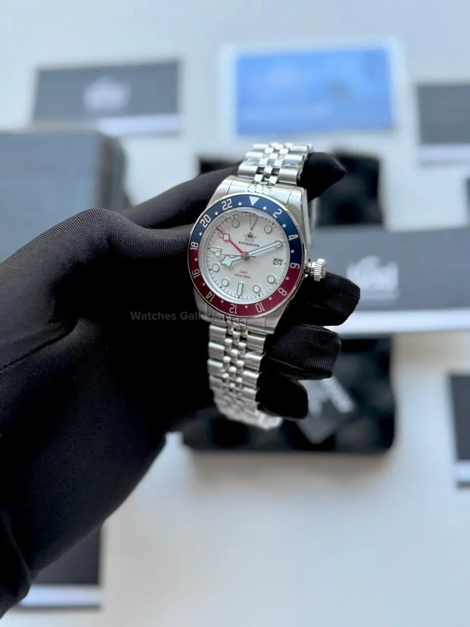 Addiesdive Black Bay GMT Pepsi Quartz (White) AD2044 Watches Galleria