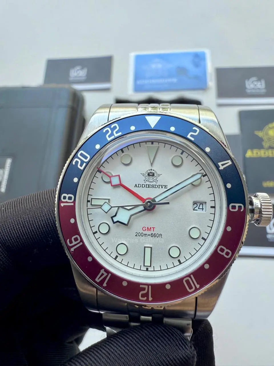 Addiesdive Black Bay GMT Pepsi Quartz (White) AD2044 Watches Galleria