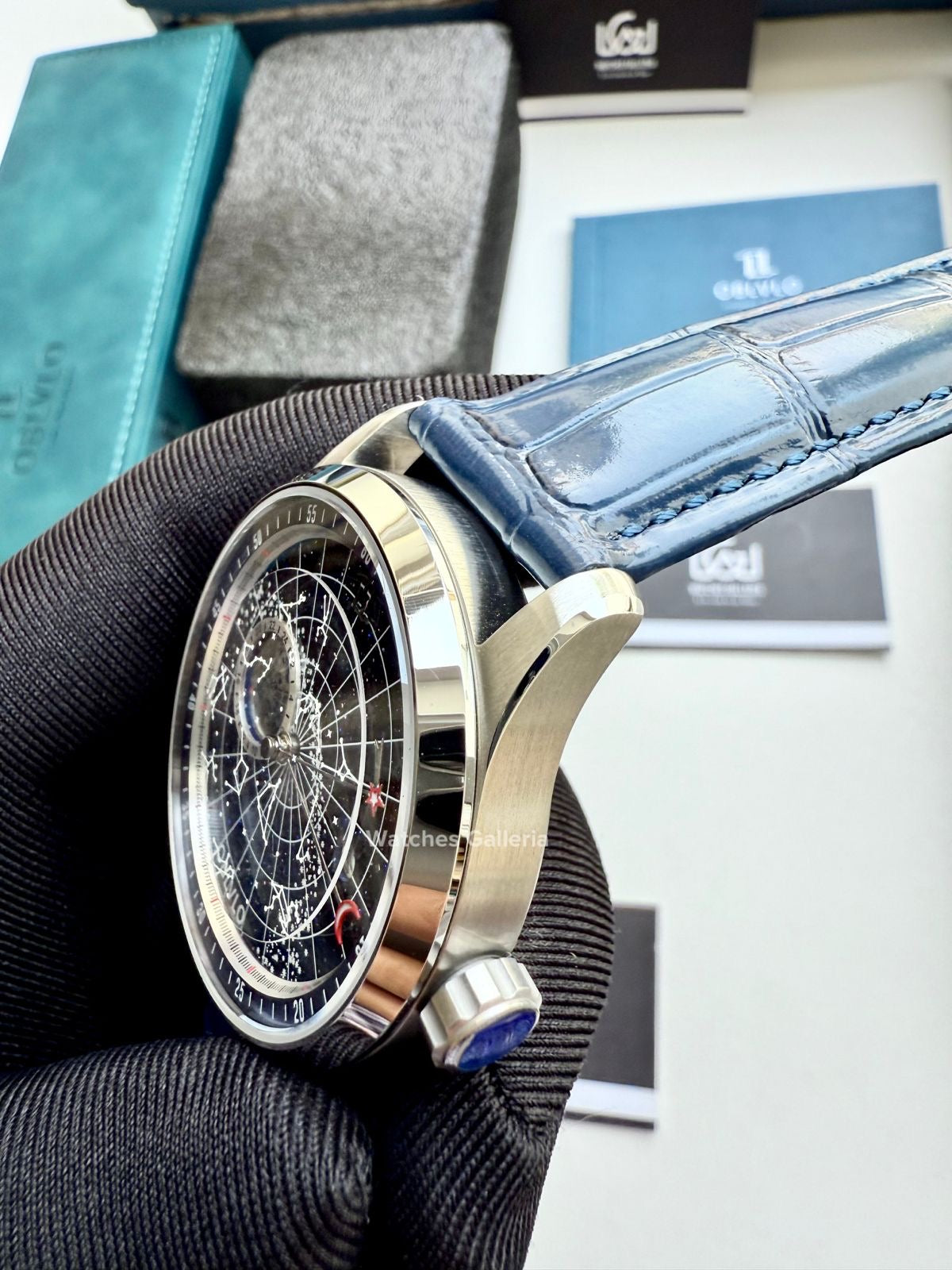 Oblvlo Grand Complications Calestial Automatic (Blue/Silver) oblvloGC Watches Galleria